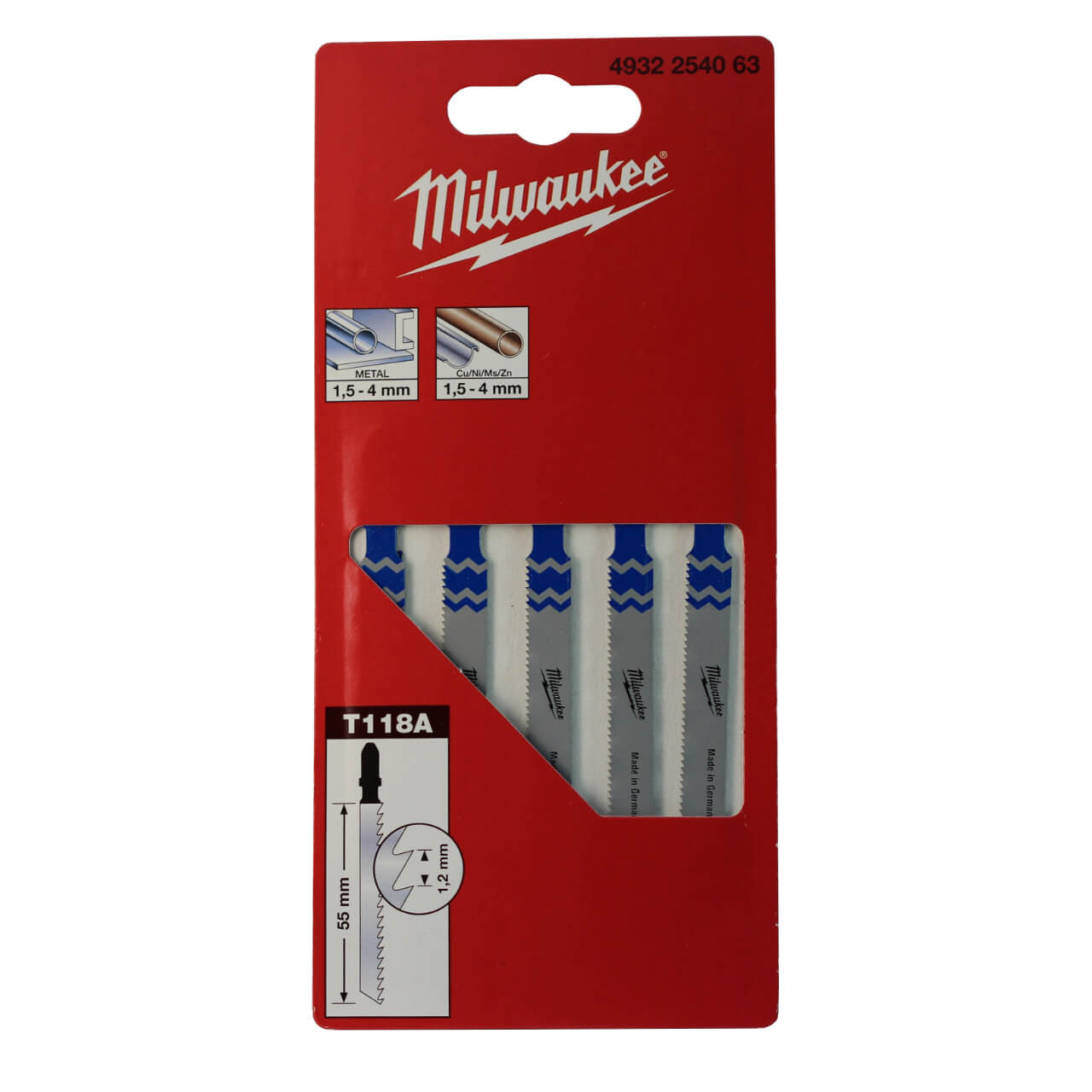 Milwaukee 55mm Jigsaw Blades T118A Metal Traditional 5pk