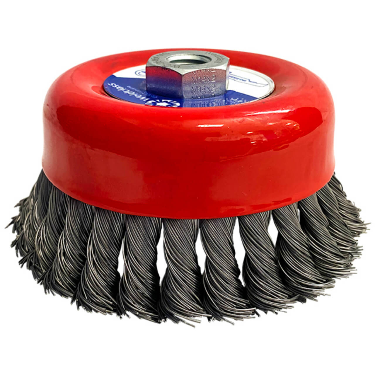 120mm Twist Knot Cup Brush Steel w/ Skirt M14x2