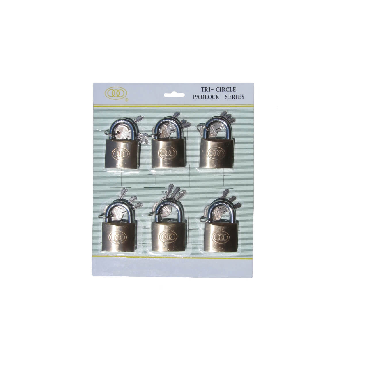 Mako 32mm Brass Tri Circle Padlocks 6pk