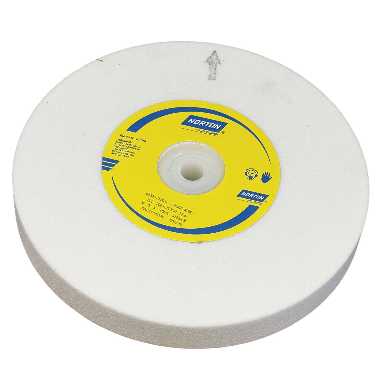 Norton Toolroom Straight Grinding Wheel White Aluminium Oxide  200x25xMB 38A60KVBE Med/Fine