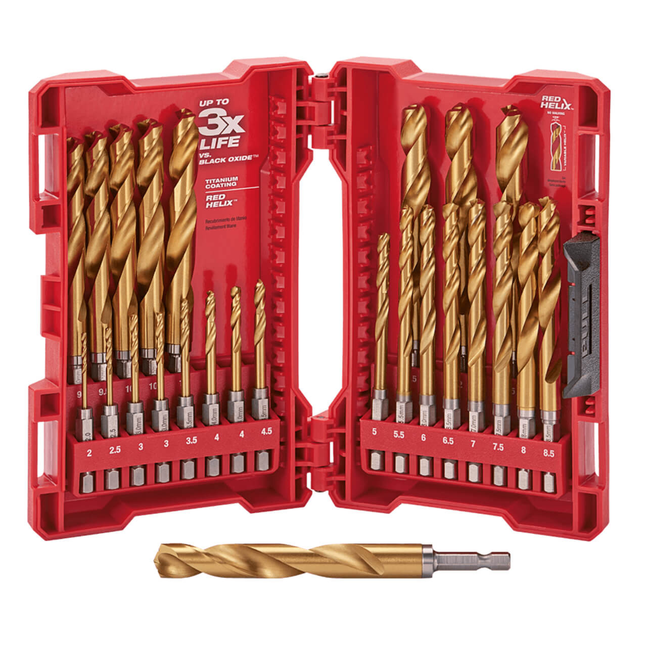 Milwaukee RED HELIX 2.0-13.0mm Titanium Drill Bit Set 25pce