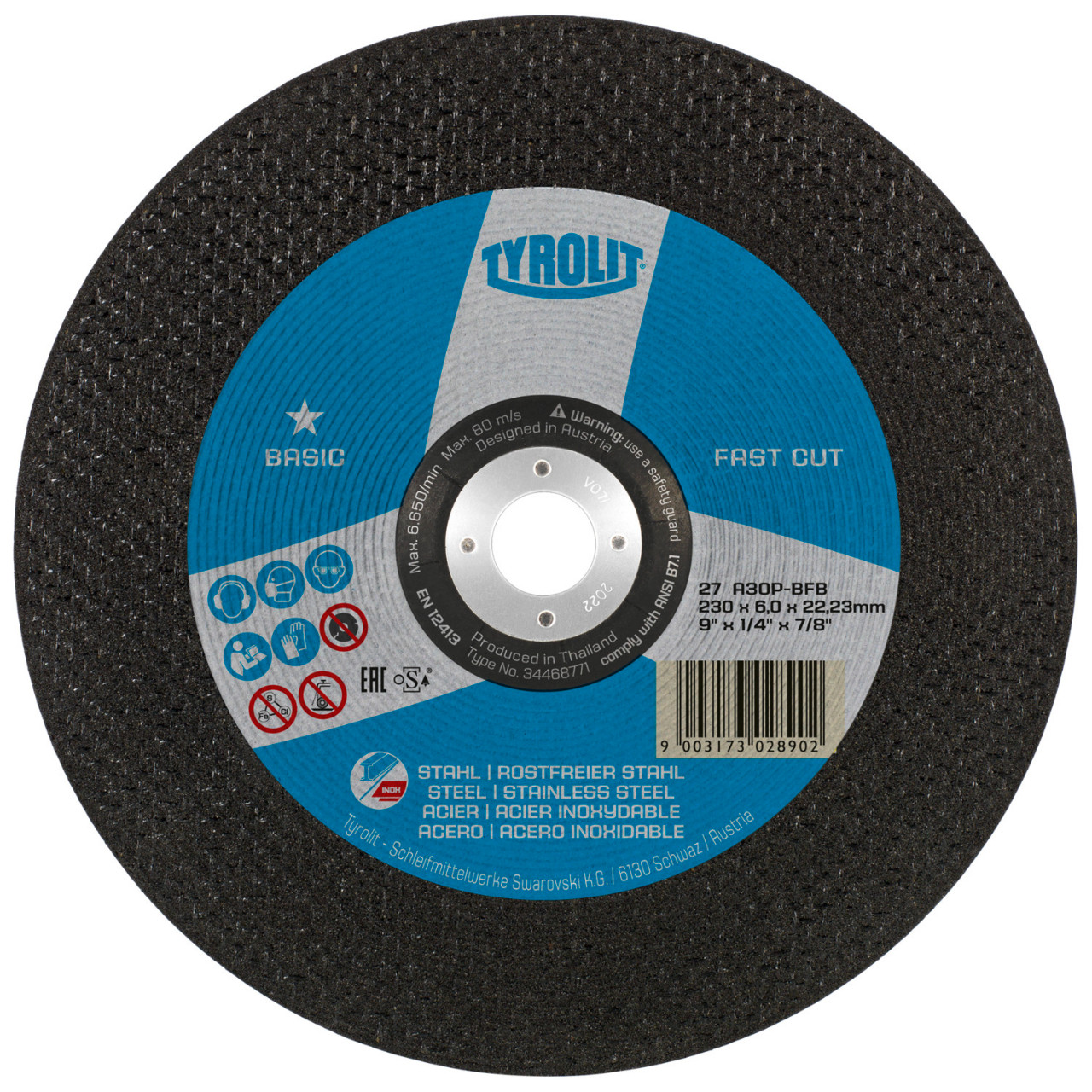 Tyrolit A30P-BFB 230x6x22 GP Fastcut Grinding Disc