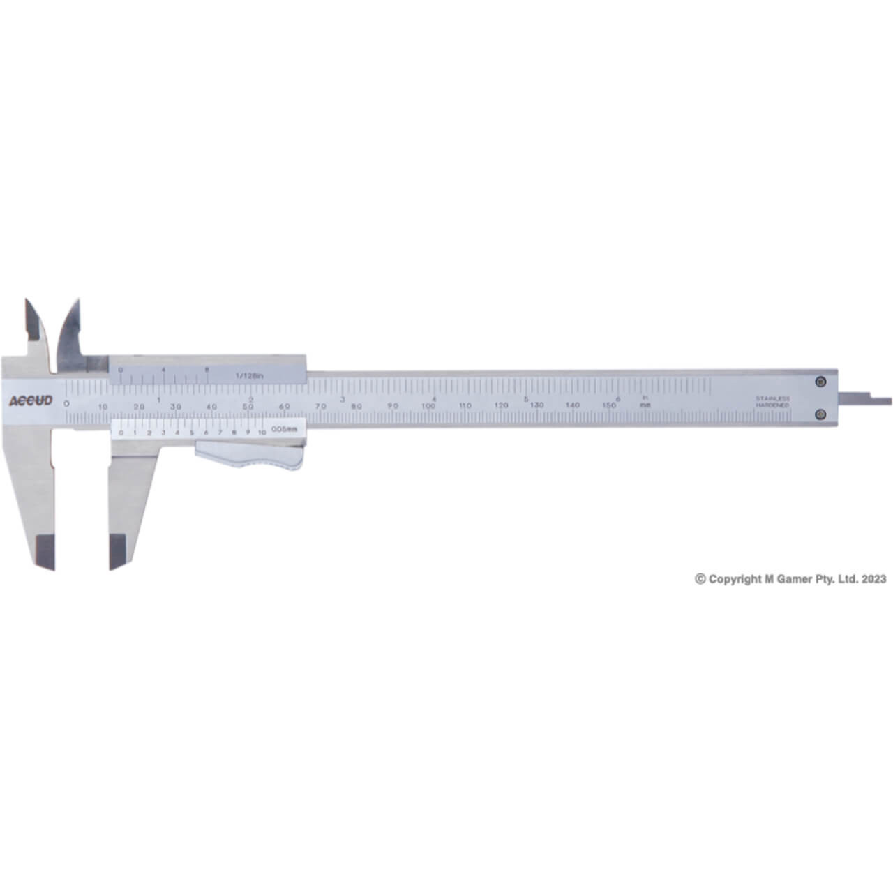 Accud 200mm/8” Vernier Caliper With Auto Thumb Clamp