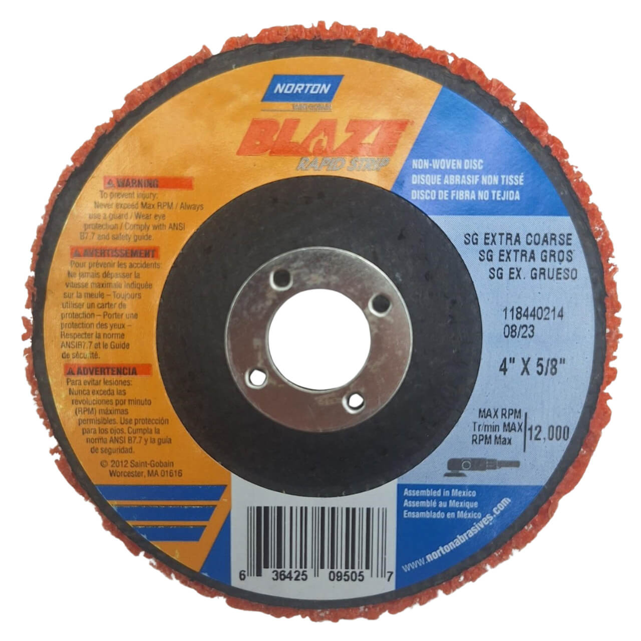 Norton Blaze 100x16mm Depressed Centre Rapid Strip Disc Ceramic (Orange)