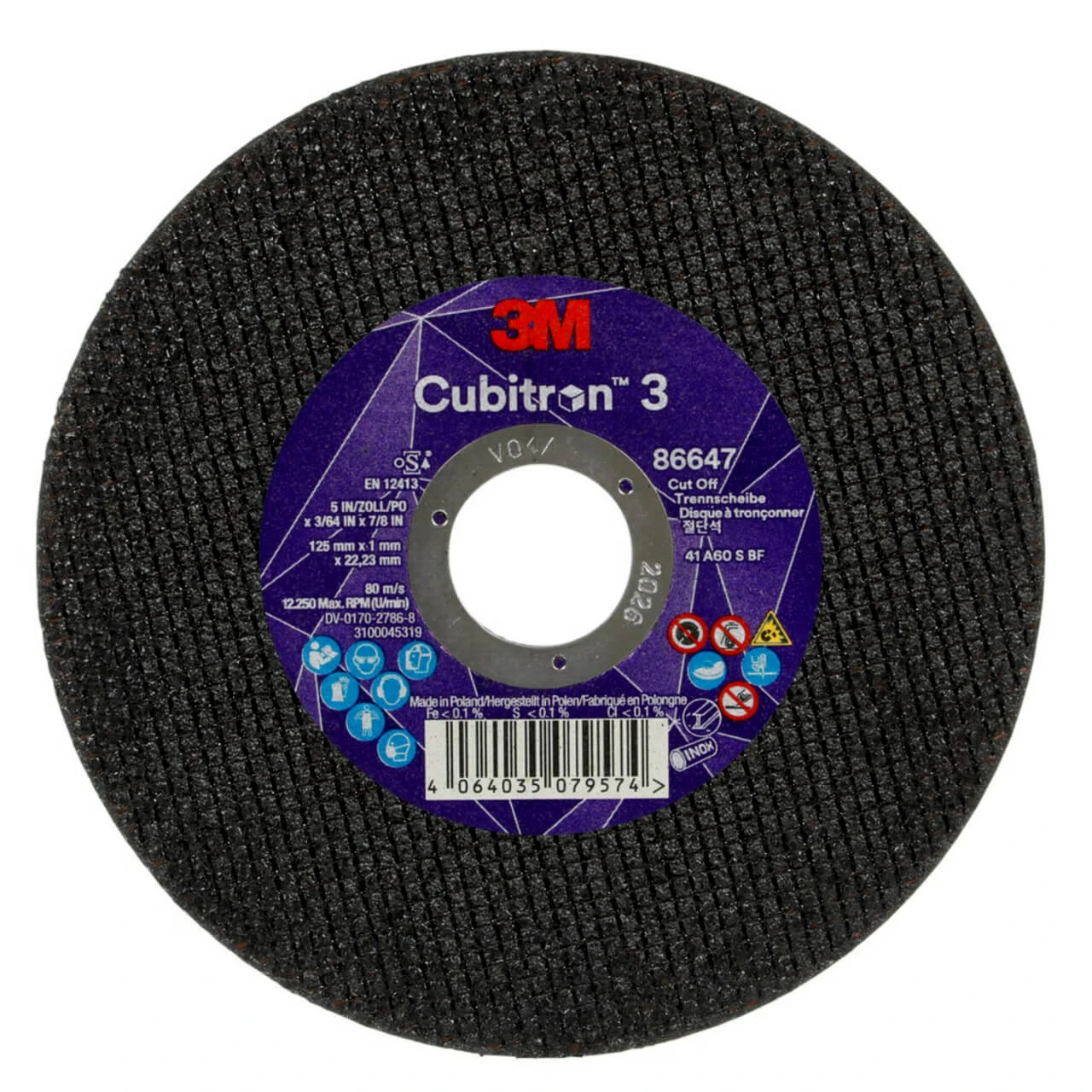 3M Cubitron 3 125x1.0x22 Cut Off Wheel