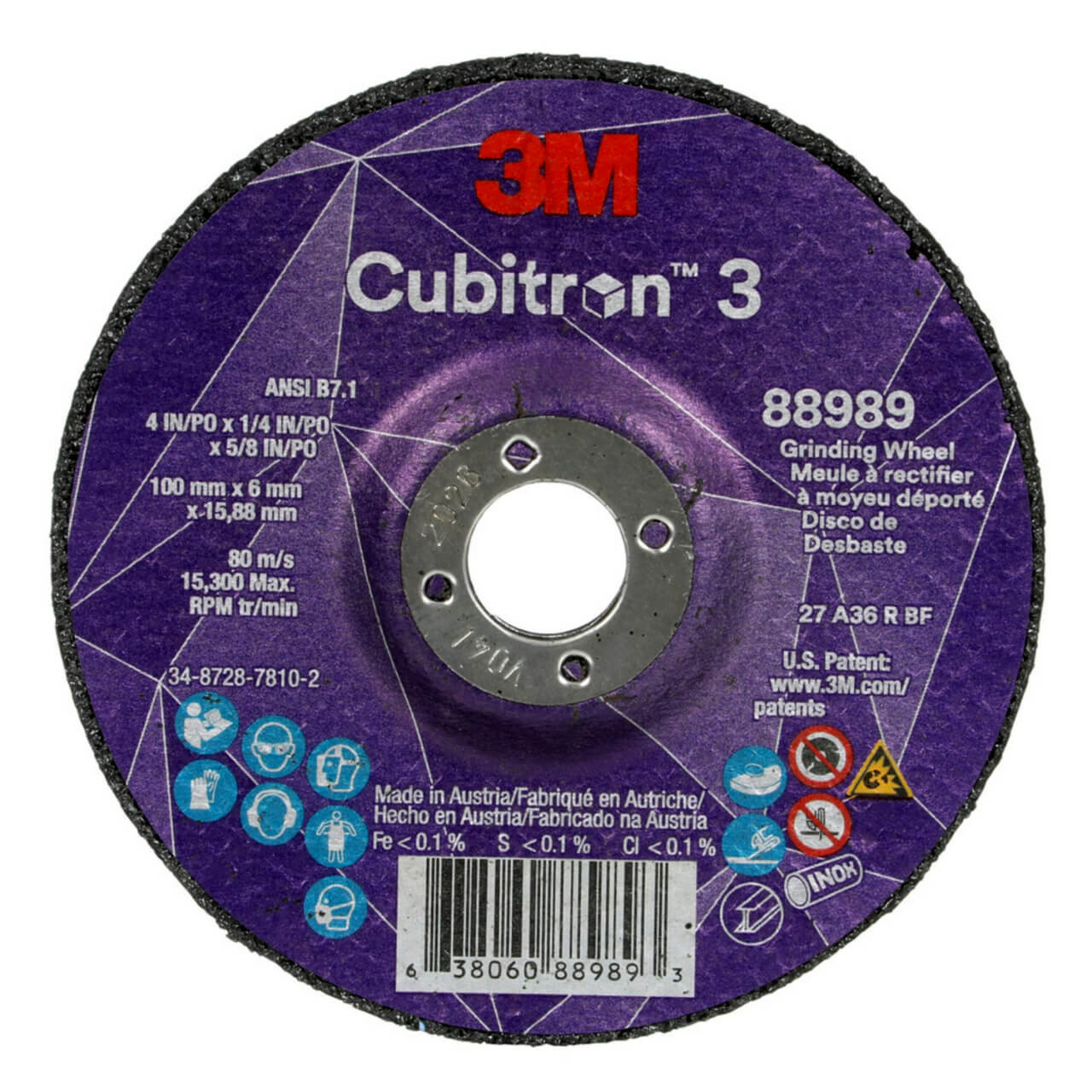 3M Cubitron 3 100x6x16 Grinding Disc 10/box