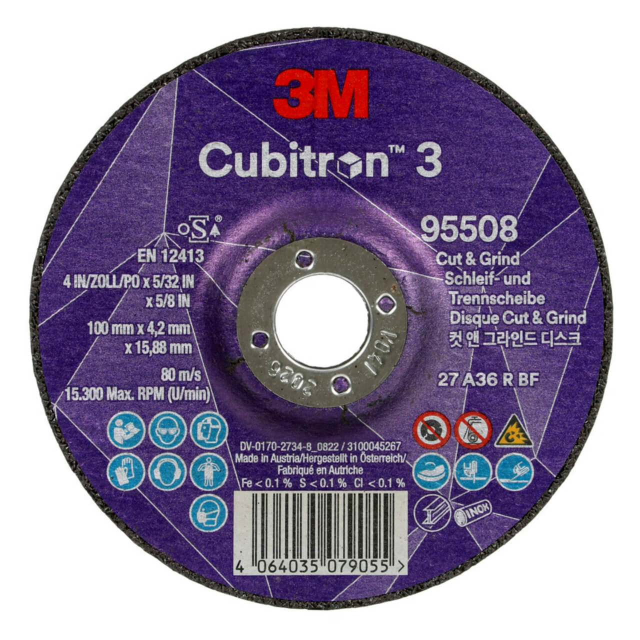3M Cubitron 3 100x4.2x16 36+ Cut & Grind Wheel