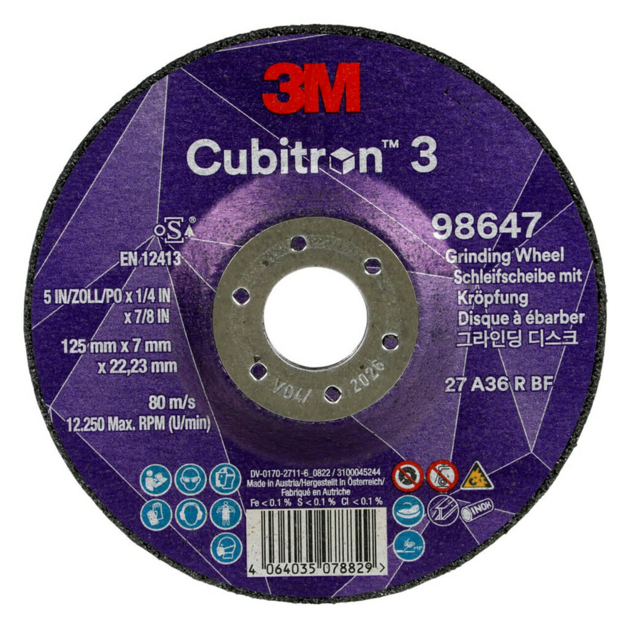 3M Cubitron 3 125x7x22 Grinding Disc 10/box