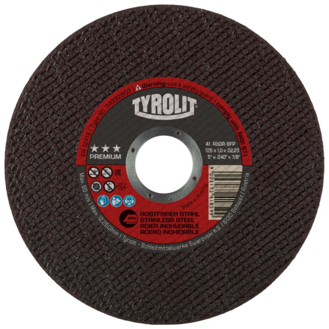 Tyrolit A60R 125x1x22 Inox Premium Cutting Disc 25/box