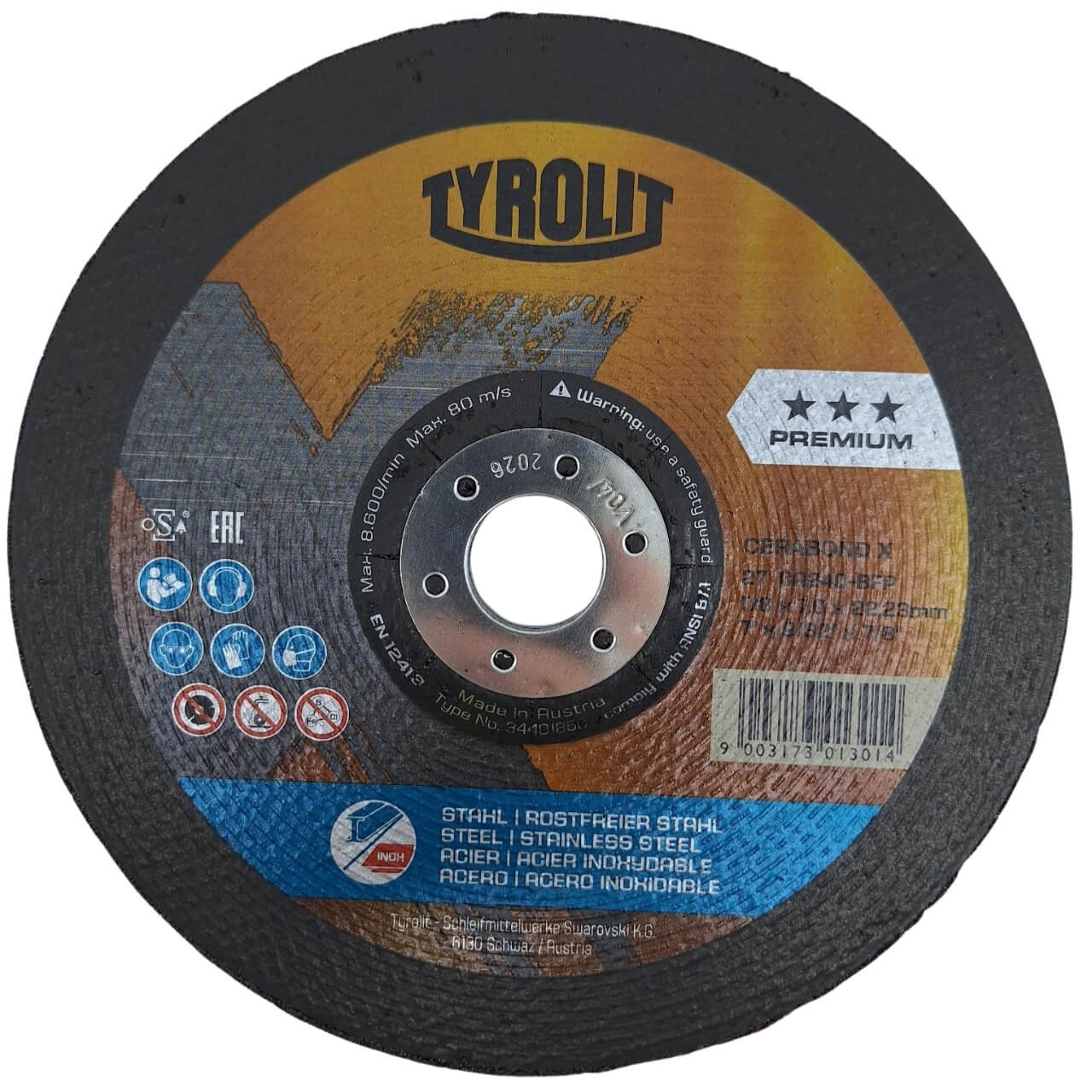 Tyrolit Cerabond X 178x7x22 Premium Grinding Disc 5/box