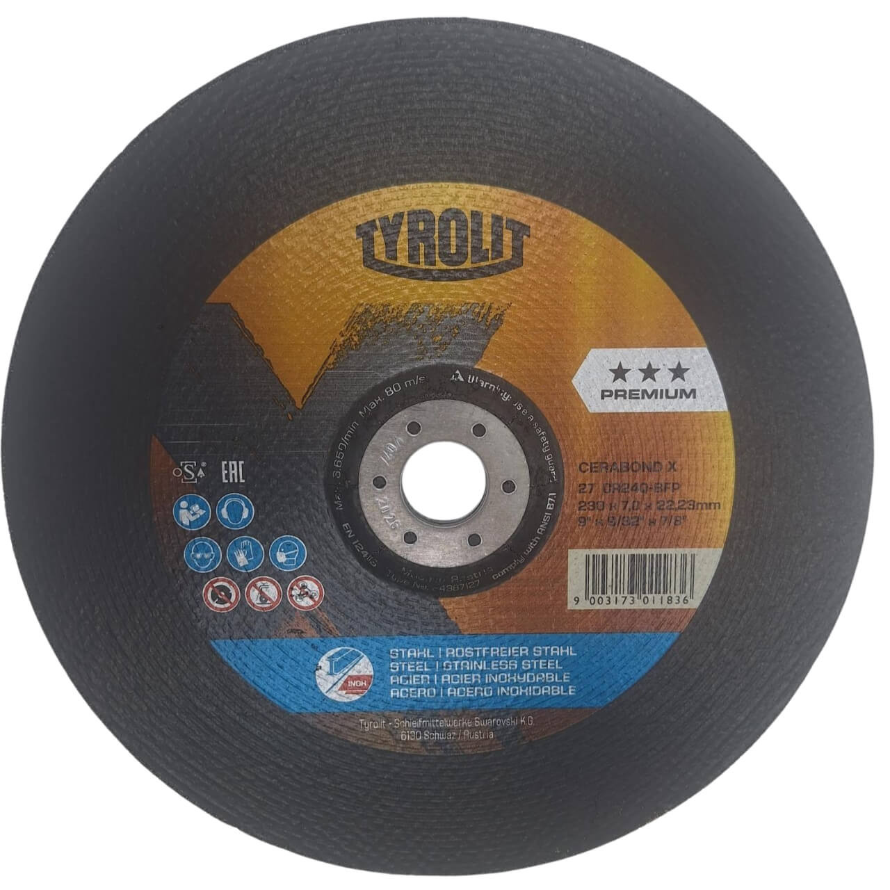 Tyrolit Cerabond X 230x7x22 Premium Grinding Disc 5/box