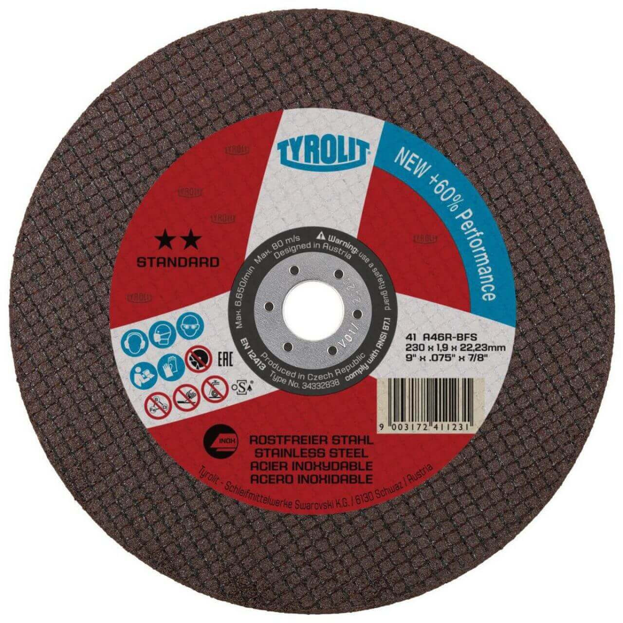 Tyrolit A46R 230x1.9x22 Inox Standard Cutting Disc 25/box