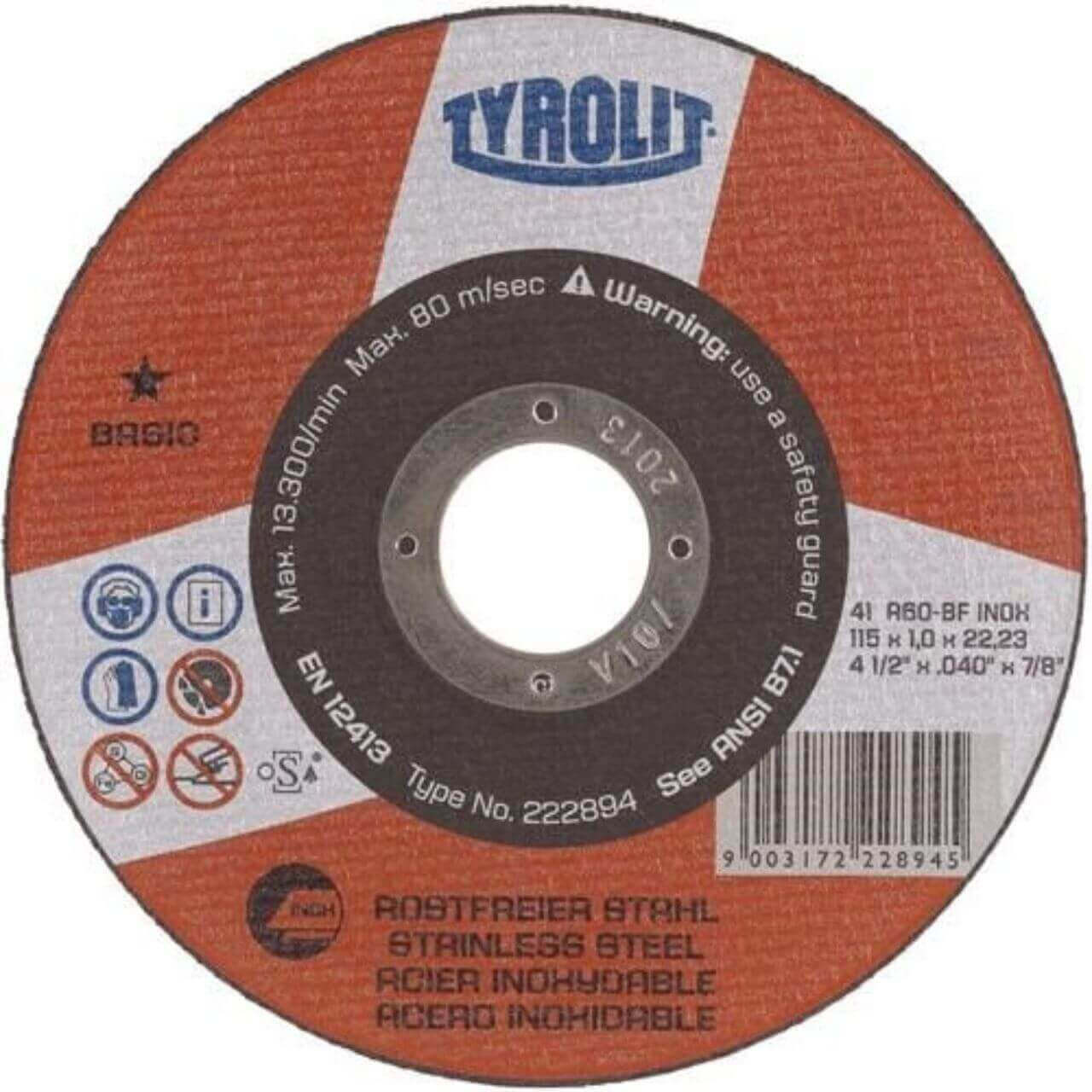Tyrolit A60R 100x1x16 Inox GP Cutting Disc