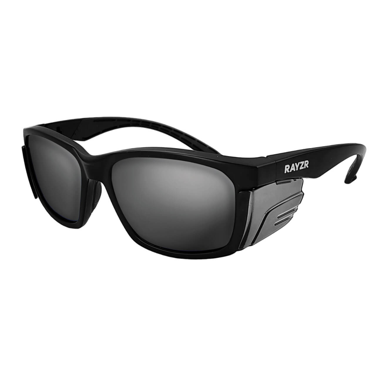 Rayzr Matte Black Frame Smoke Lens Polarised Safety Glasses