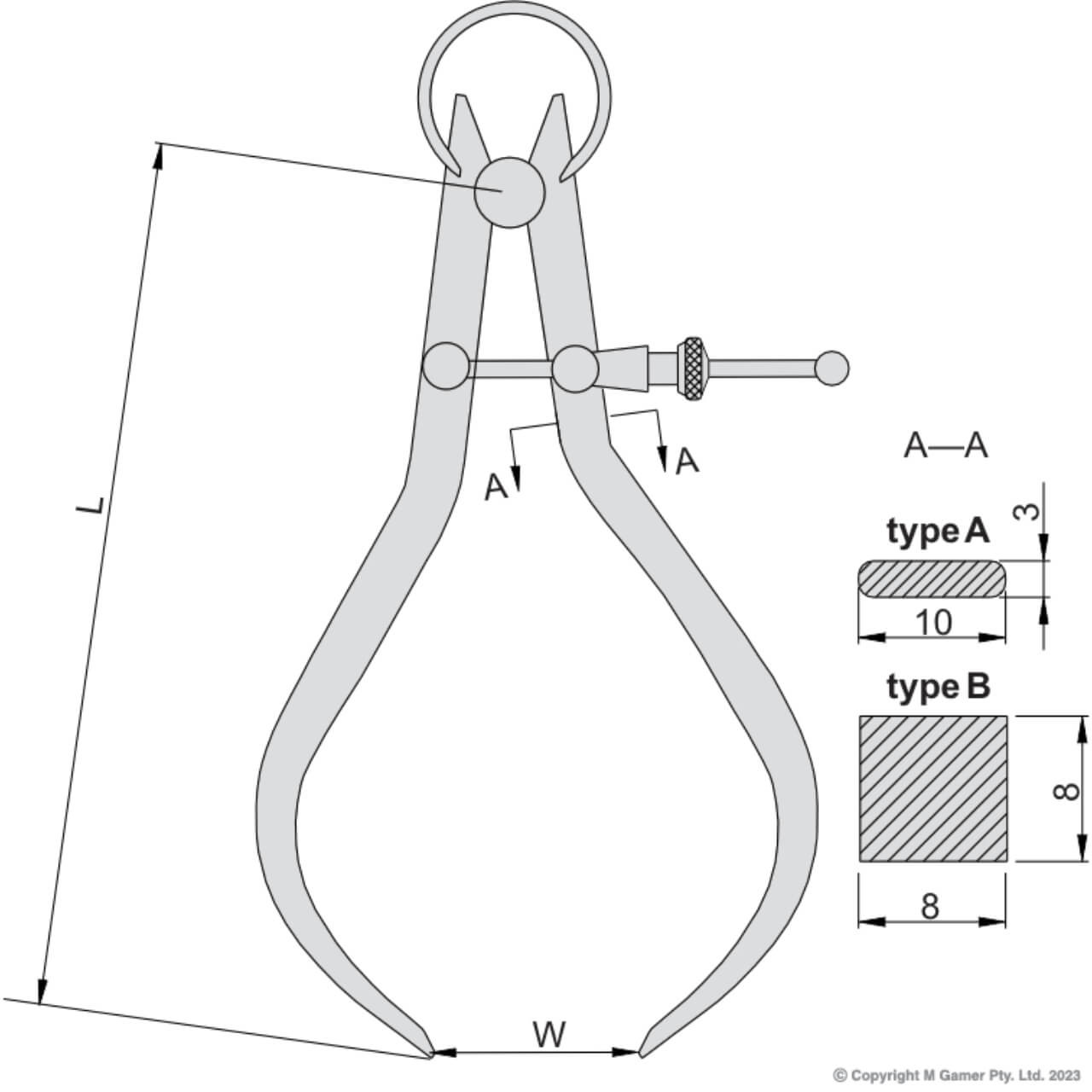 Accud 150mm Outside Spring Caliper
