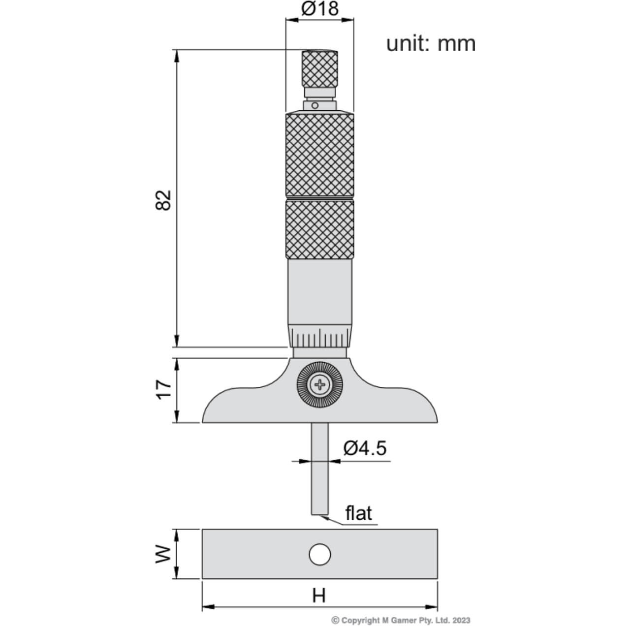 Accud 150mm Depth Micrometer with Captive Anvils
