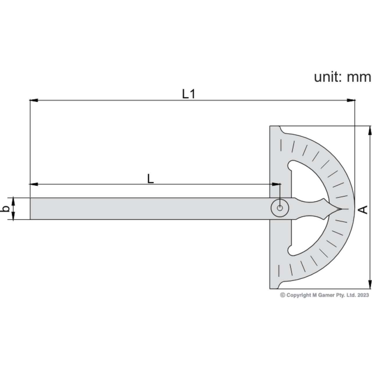 Accud 180° Protractor & 500mm Combination Square