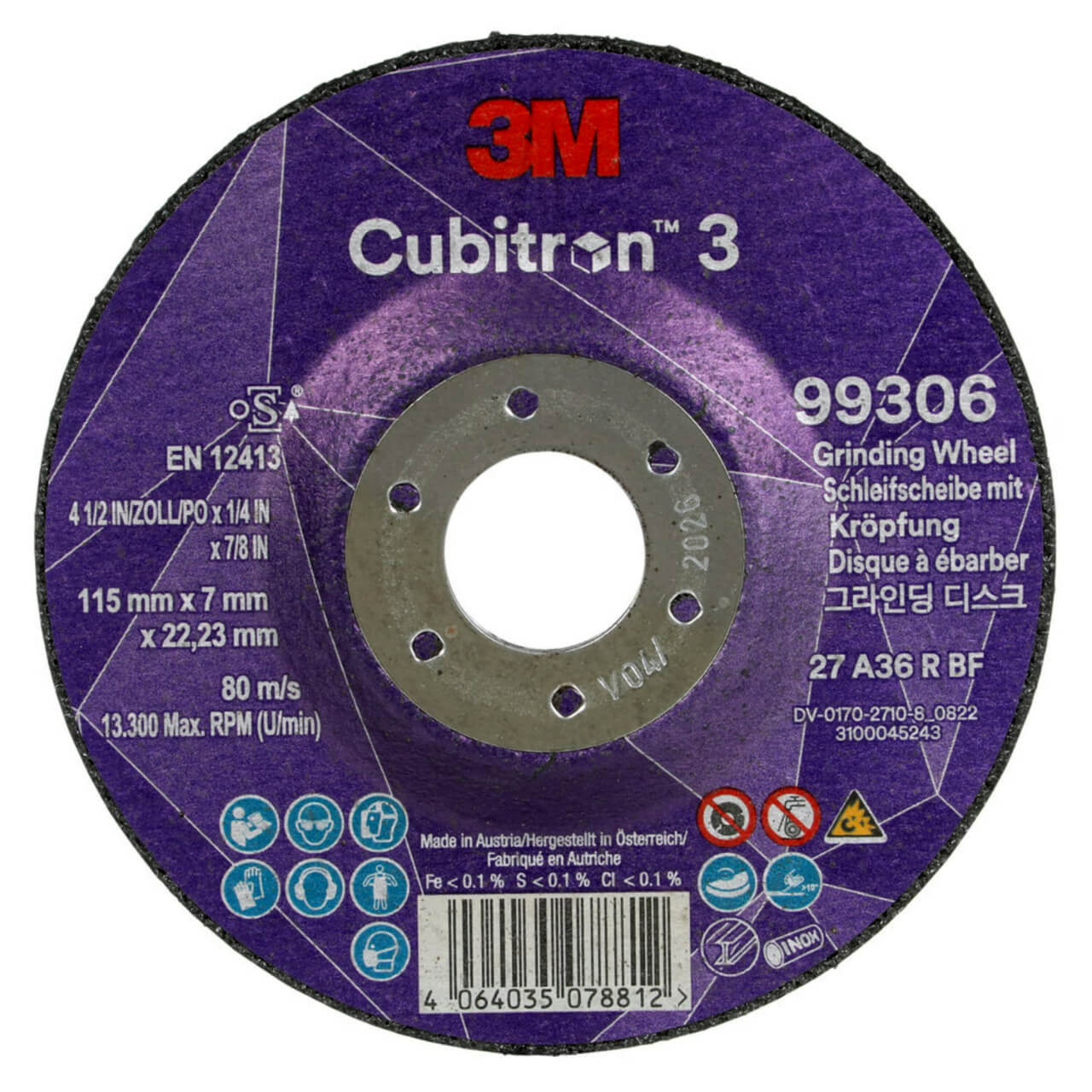 3M Cubitron 3 115x7x22 Grinding Disc 10/box