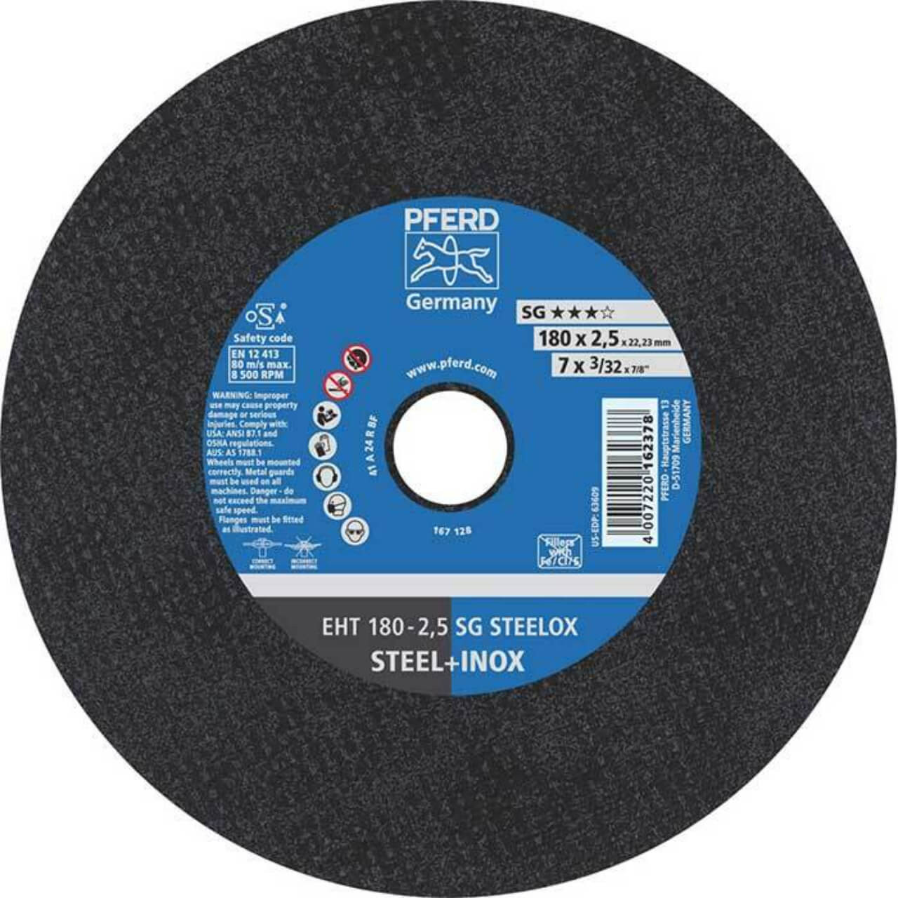 Pferd EHT SG Steelox 180x2.5x22 Cutting Disc 25/box
