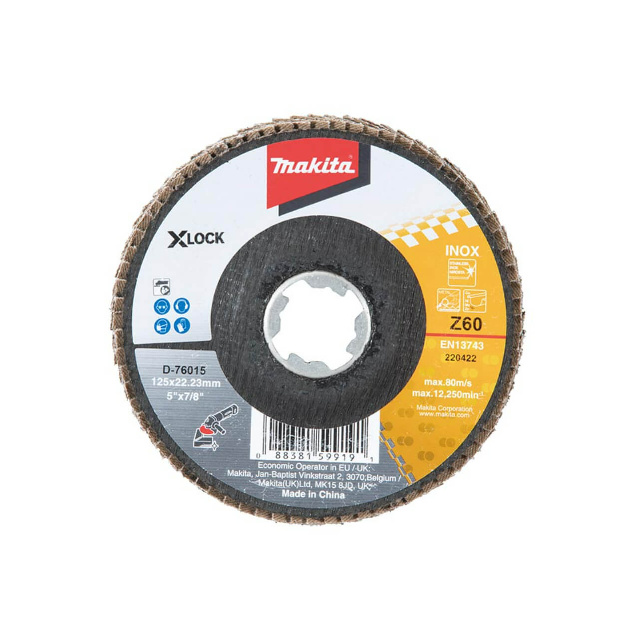 Makita 60 Grit XLOCK 125mm Zirconica Angle Flap Disc