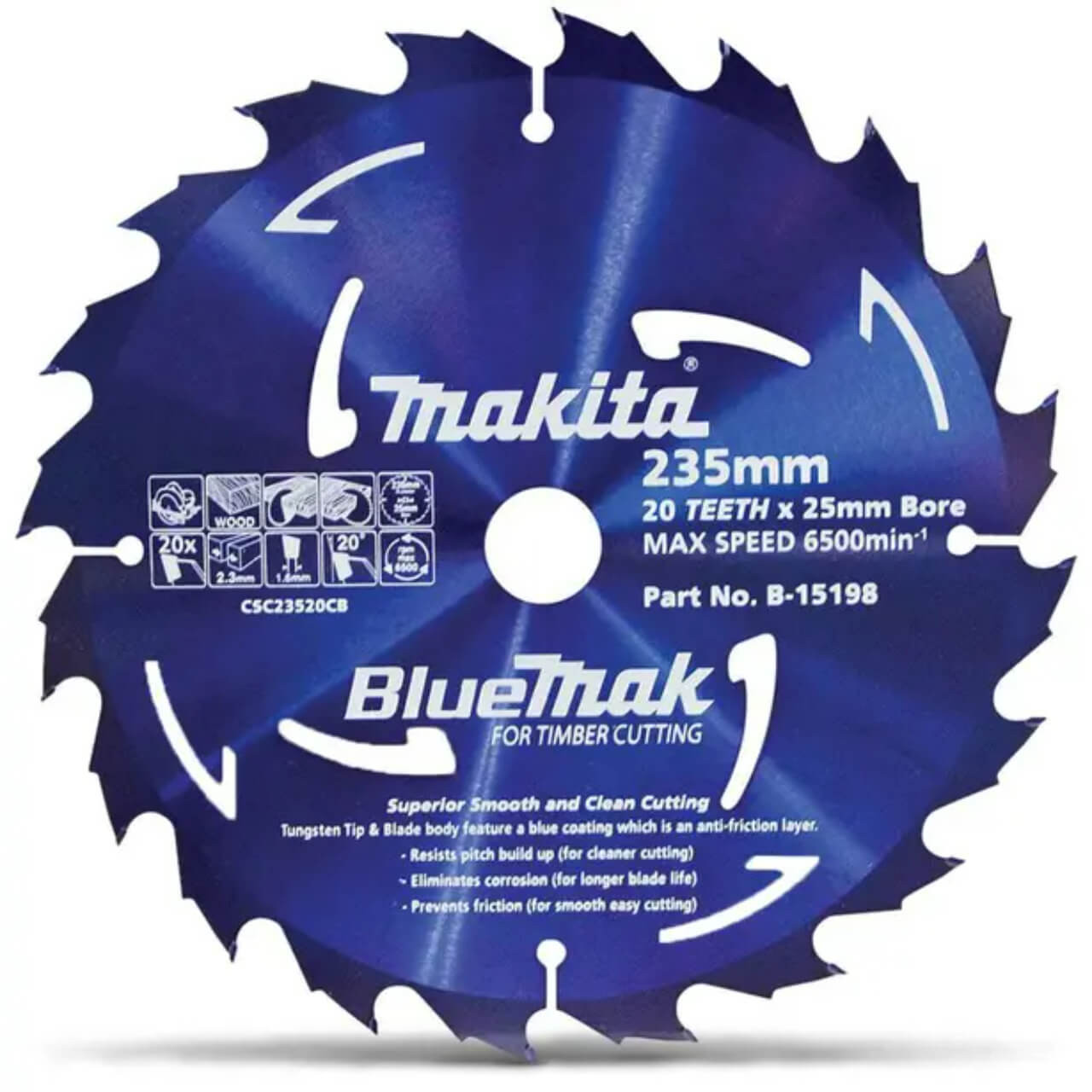 Makita BlueMak 235 x 20mm 20T TCT Wood Circular Saw Blade 20pk