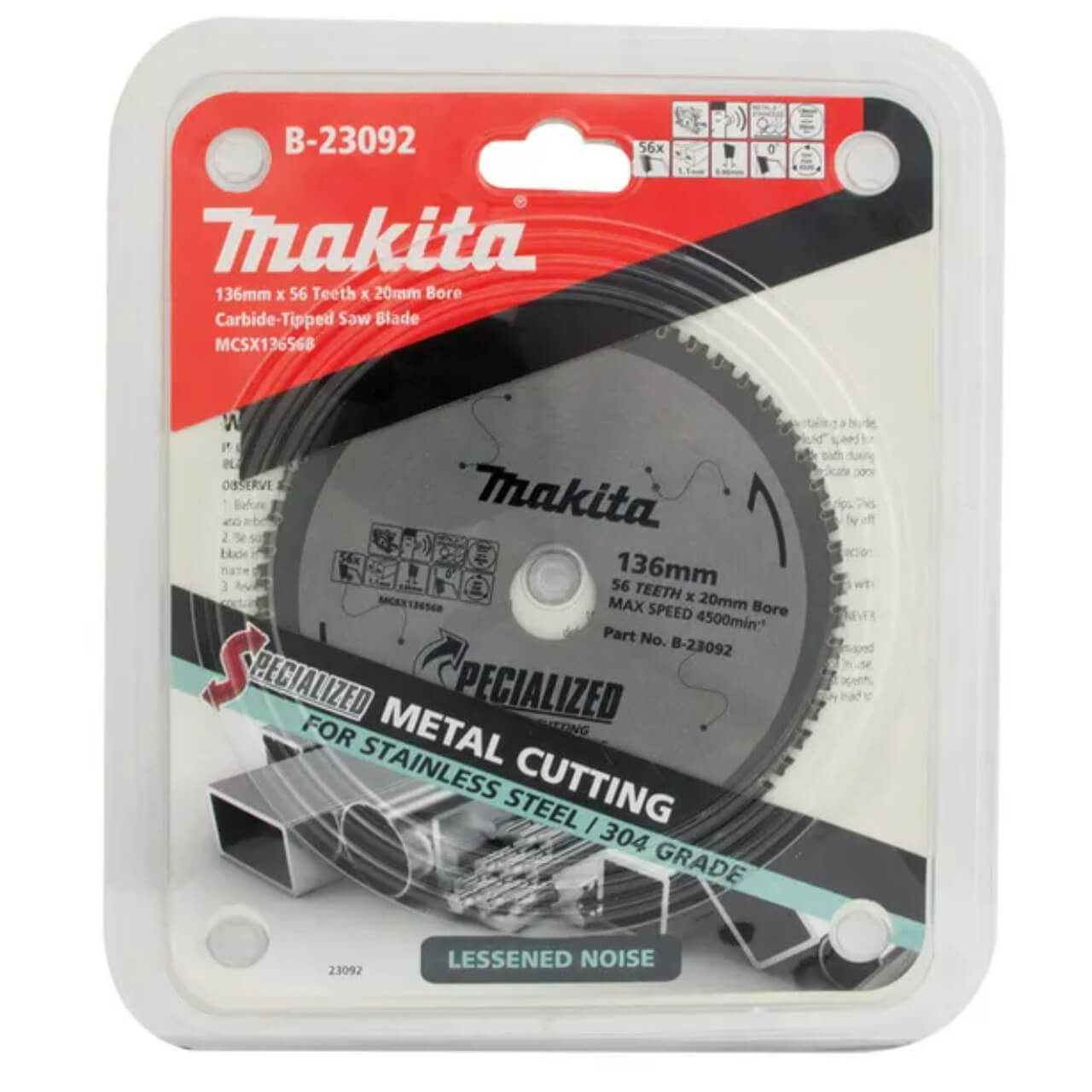 Makita 136mm x 20mm x 56T TCT Stainless Steel Saw Blade - Cermet