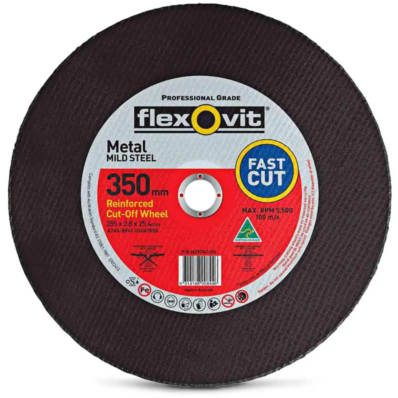 Flexovit 2UU670SS 350x3.8x25.4 High Speed Metal Cut Off Wheel