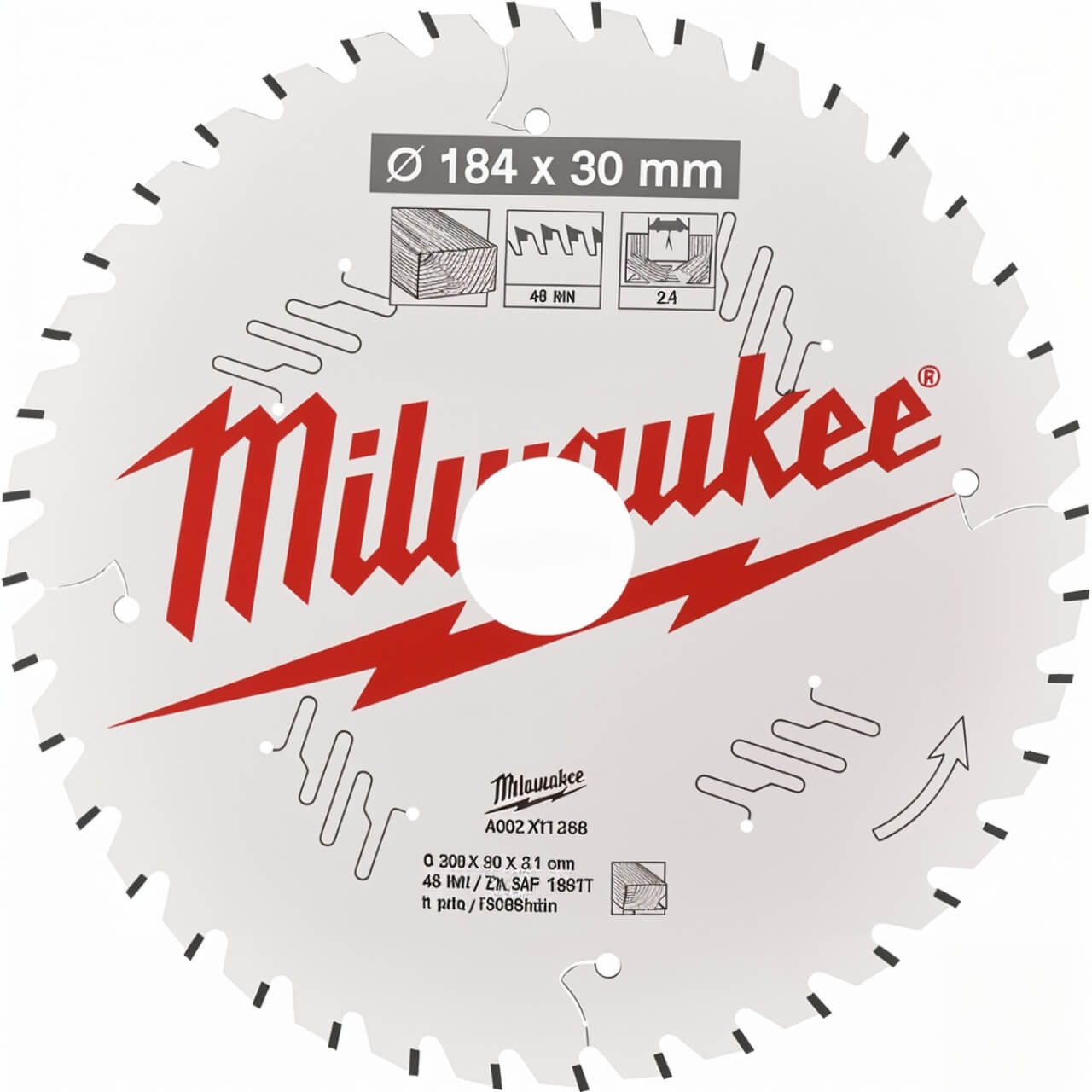 Milwaukee 184mm (7-1/4") 40T Fine Finish Circular Saw Blade With 30mm Arbor