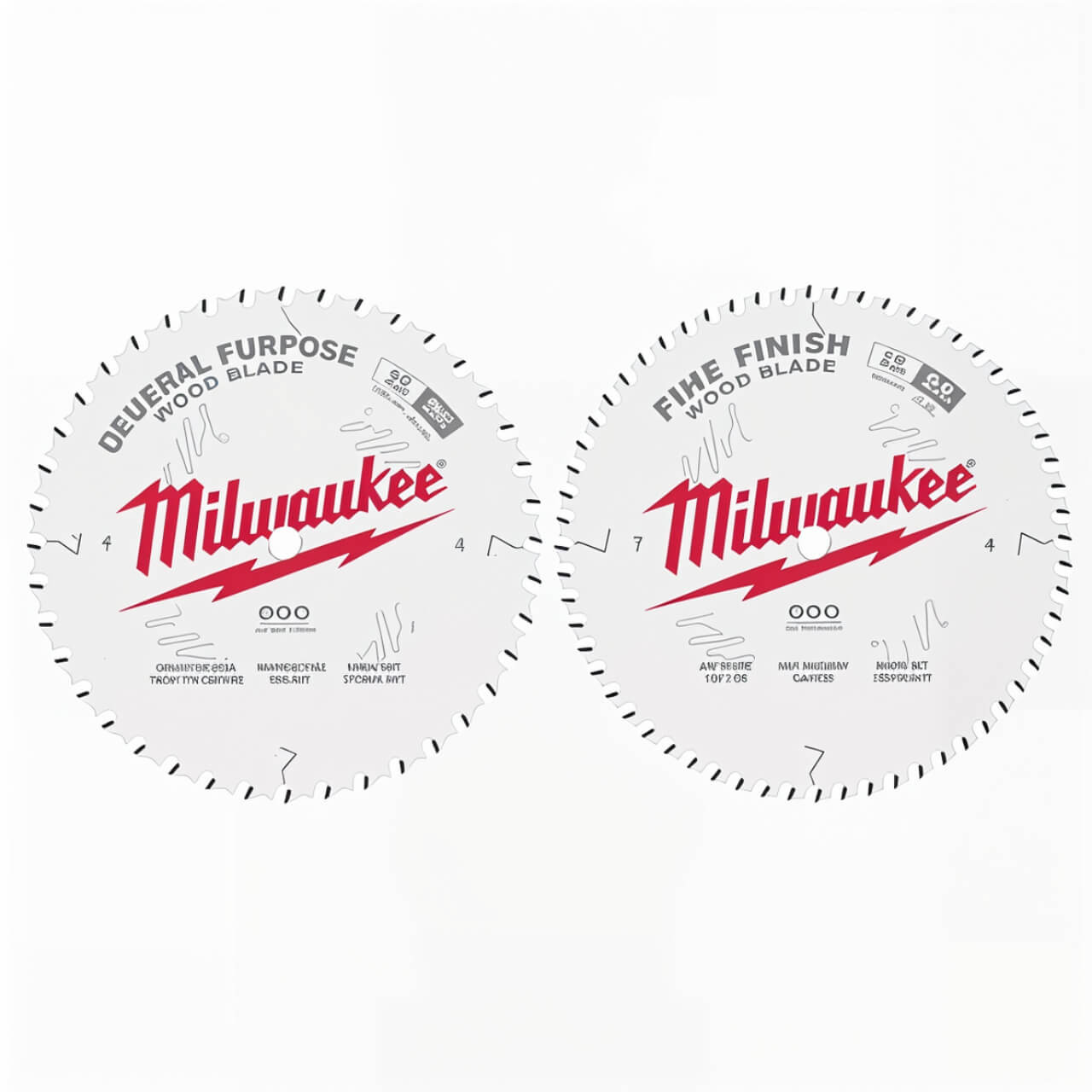 Milwaukee 254mm (10”) General Purpose 40T & Fine Finish 60T Circular Saw Blades 2pk