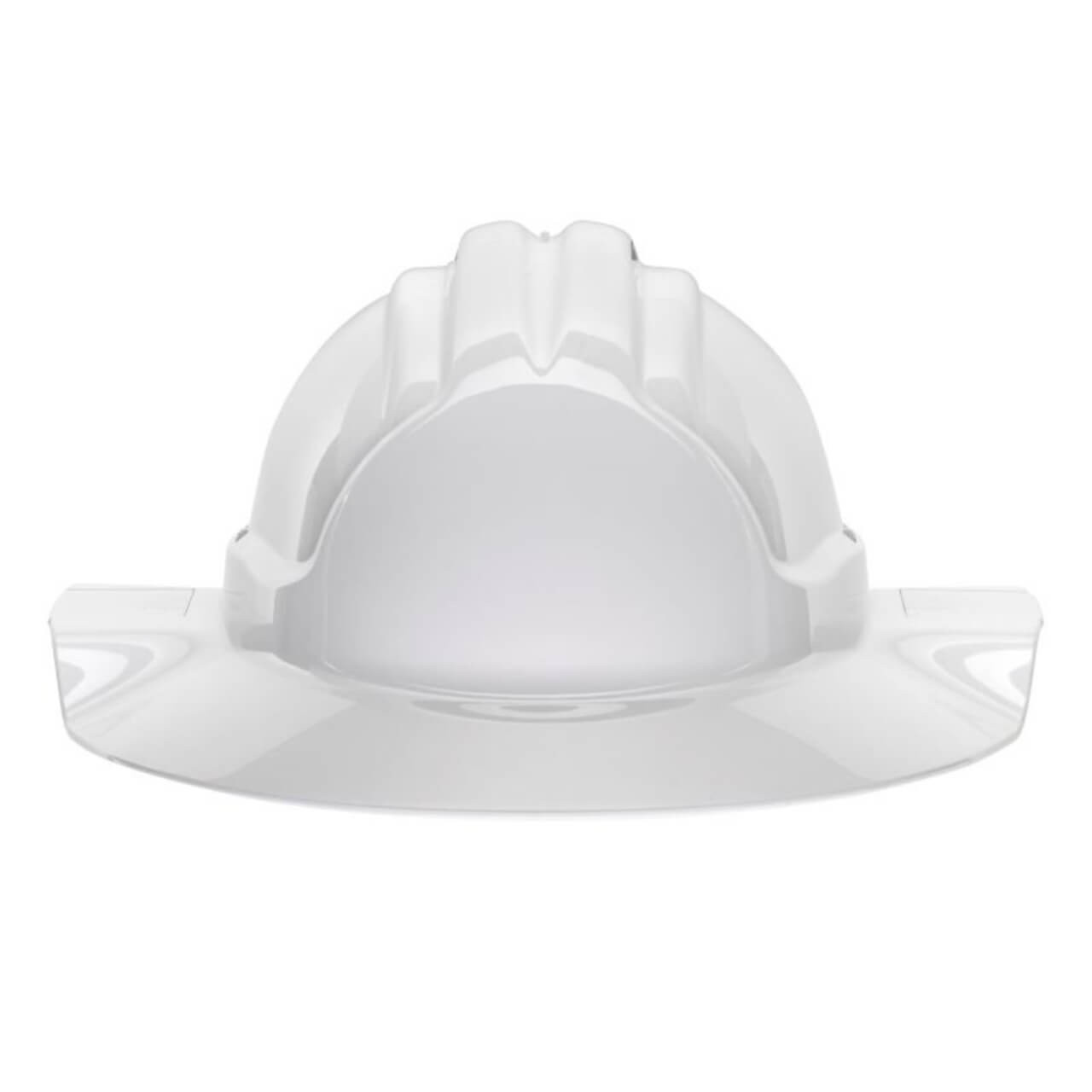 White Broad Brim Vented Hard Hat – Ratchet