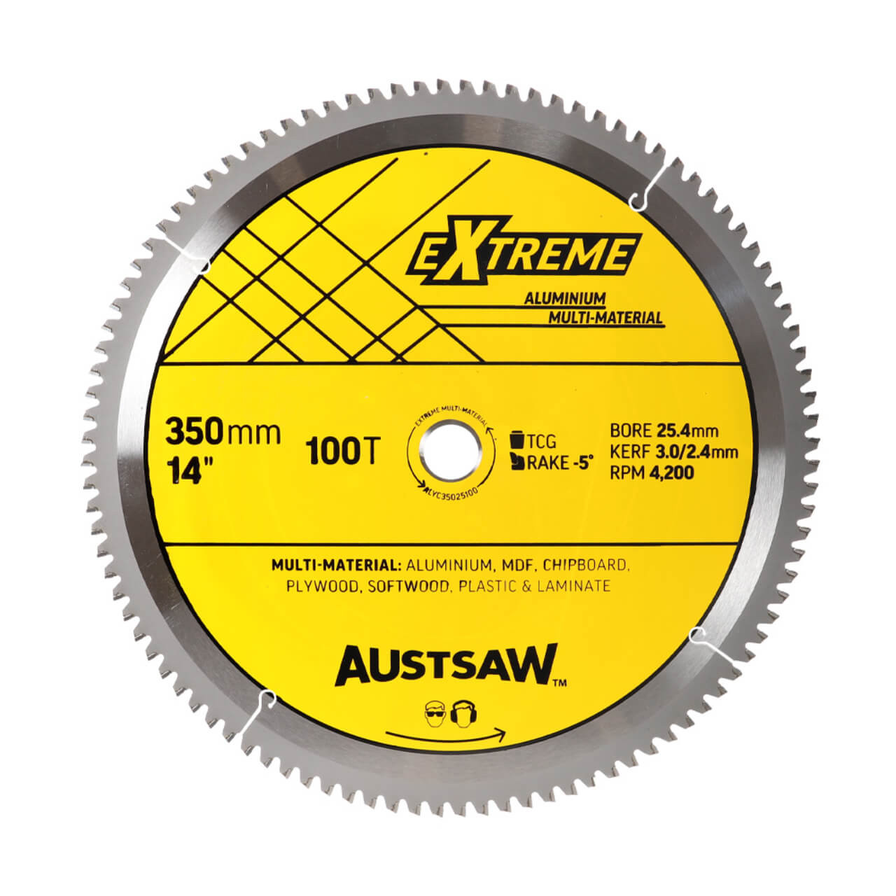 Austsaw 350mm (14in) Aluminium Blade Triple Chip - 25.4/mm Bore - 100 Teeth