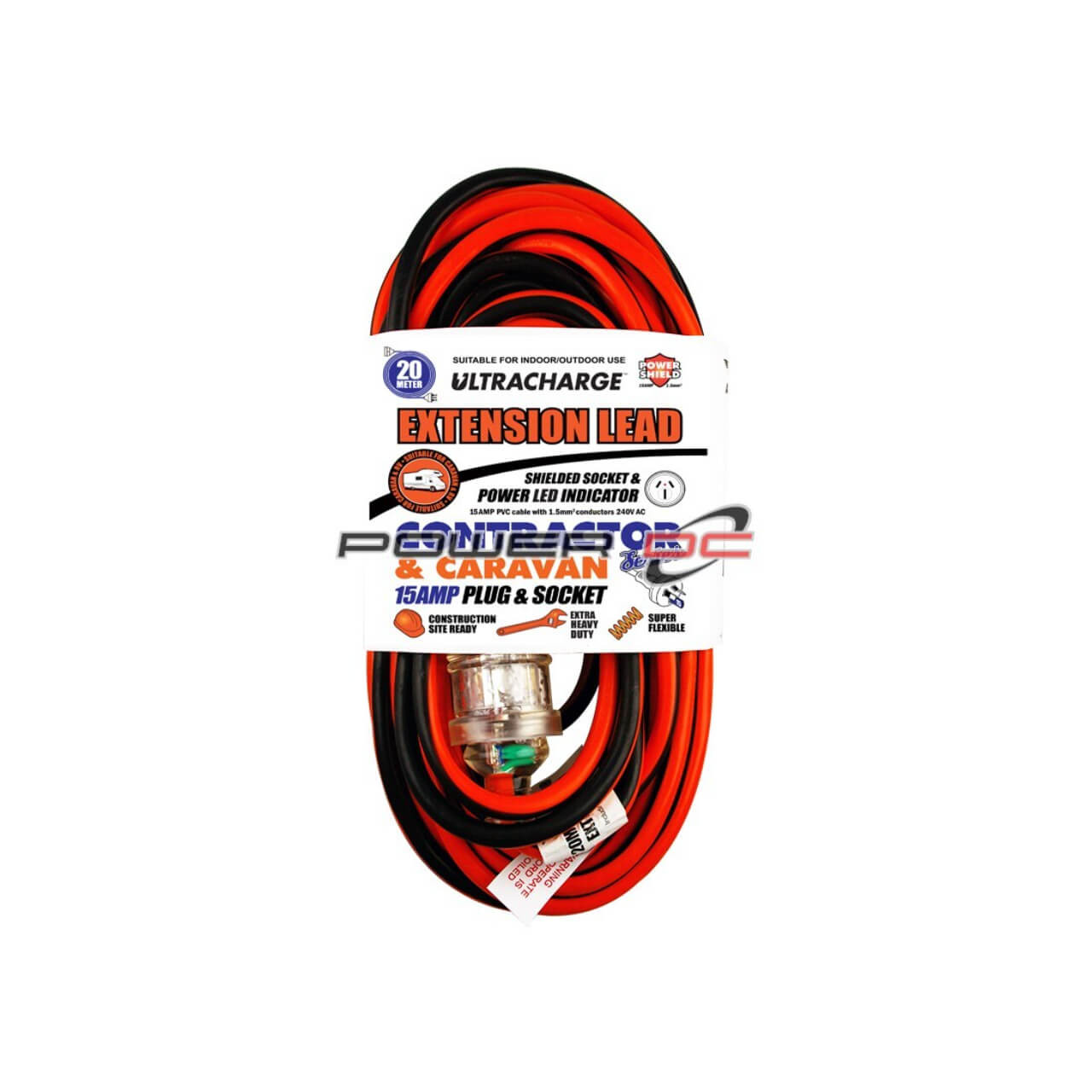 20m 240V Extension Lead 15A H/Duty 15A Plug & Socket