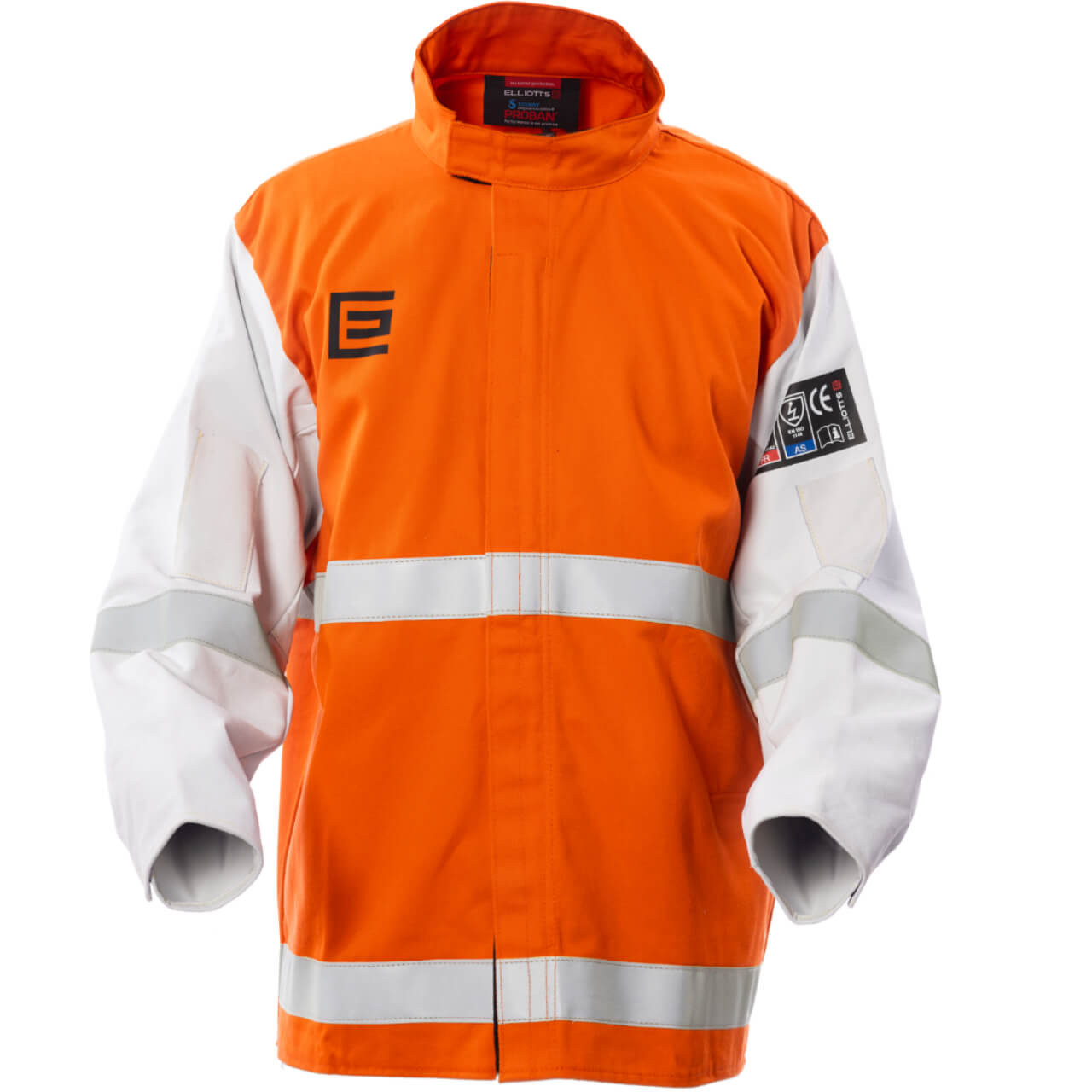 Elliotts Proban High Visibility Orange Welding Jacket Leather Sleeves & Reflective Trim 3X-Large