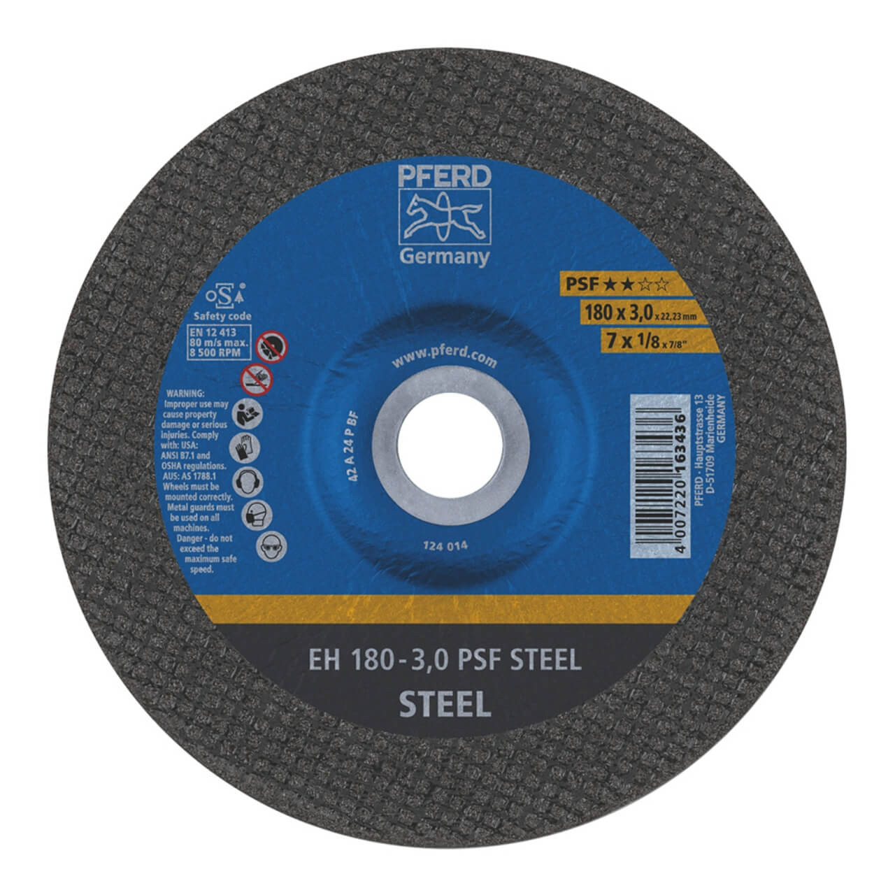 Pferd EH A24P PSF 180x3x22 DC Metal Cutting Disc