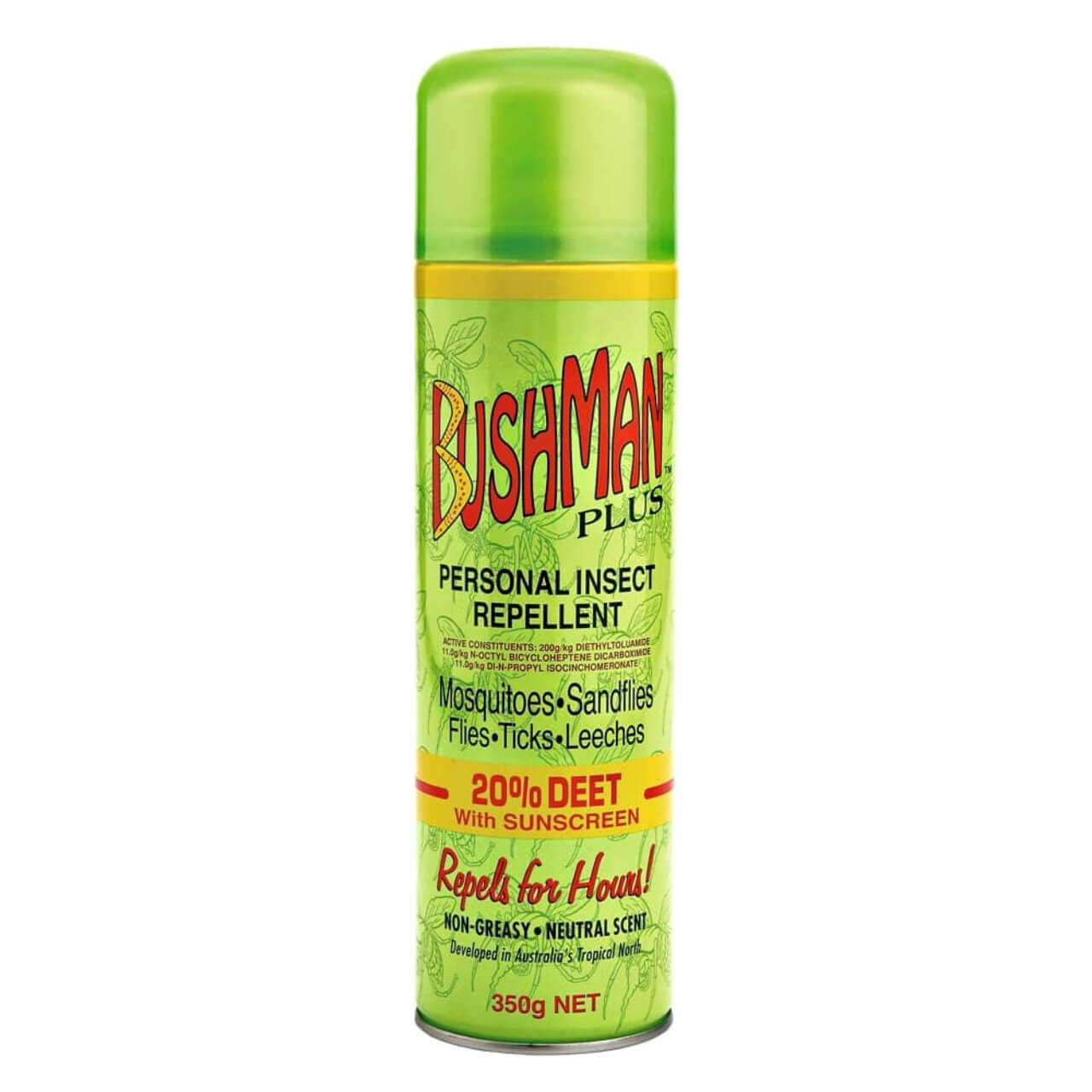Bushman Plus Repellent Aerosol 350gm 20% Deet With Sunscreen