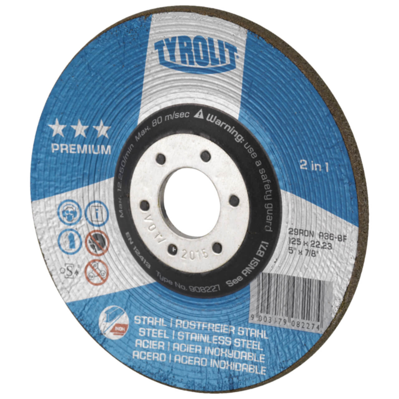 Tyrolit 29RON 125x22,23 A36Q-BF Premium Grinding Disc 25/box