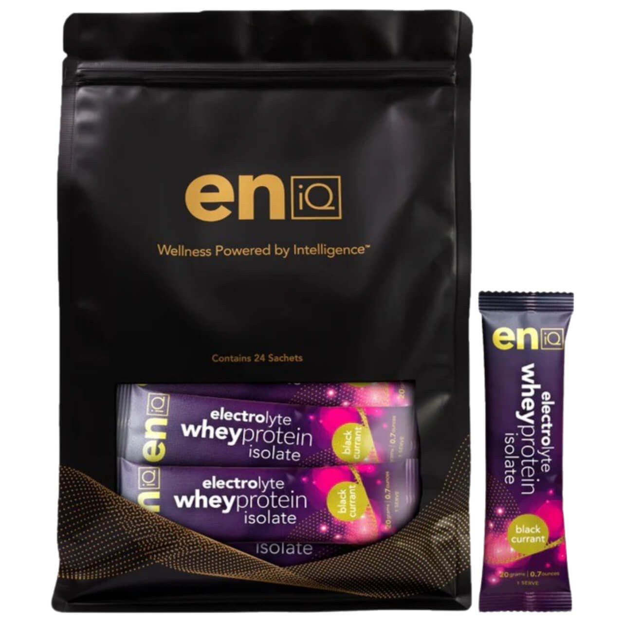 EniQ Electrolyte Whey Protein Isolate Black Currant 20gm Sachet (24 Pack)