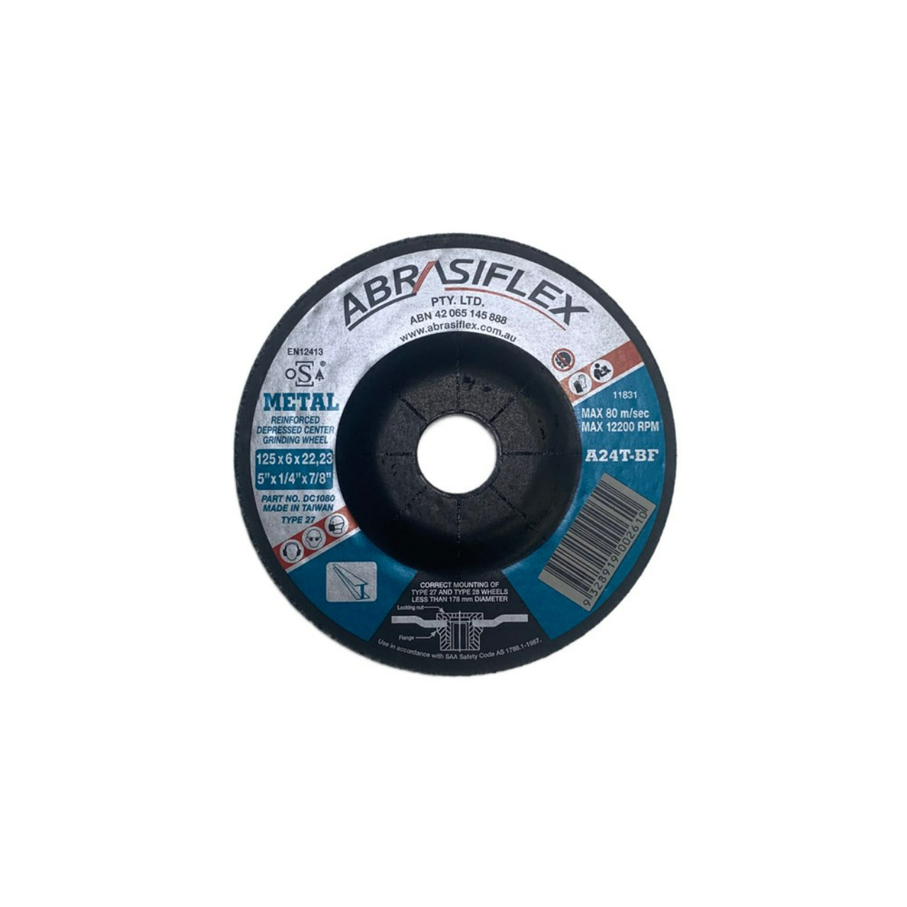 Abrasiflex A24TB 125x6x22 DC Metal Grinding Disc
