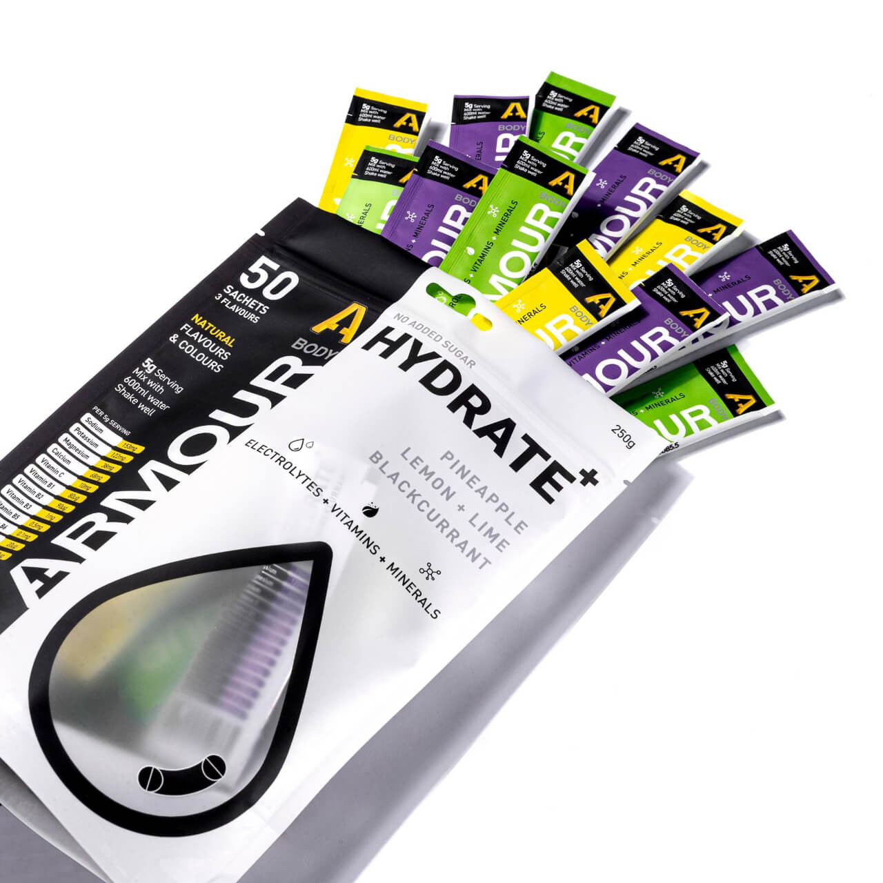 Body Armour Hydrate+ Hypotonic Sachets Mixed 50pk