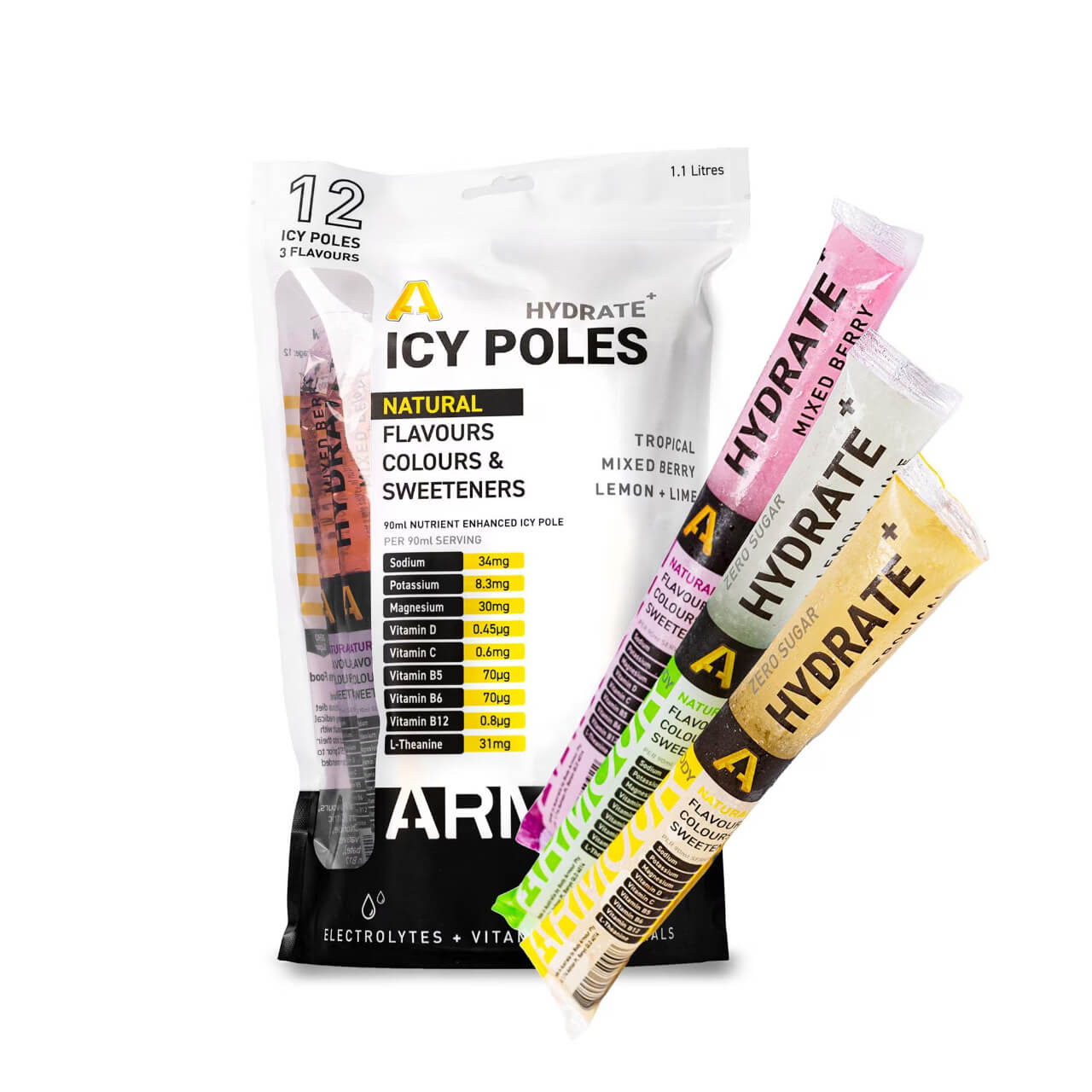 Body Armour Hydrate+ Icy Poles Mixed 12pk