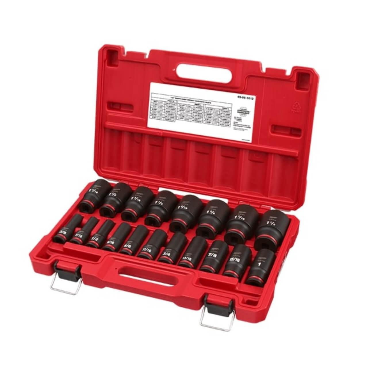 Milwaukee Shockwave 3/8-1-1/2 1/2 Dr 6pt Deep Impact Socket Set Imperial 19pce