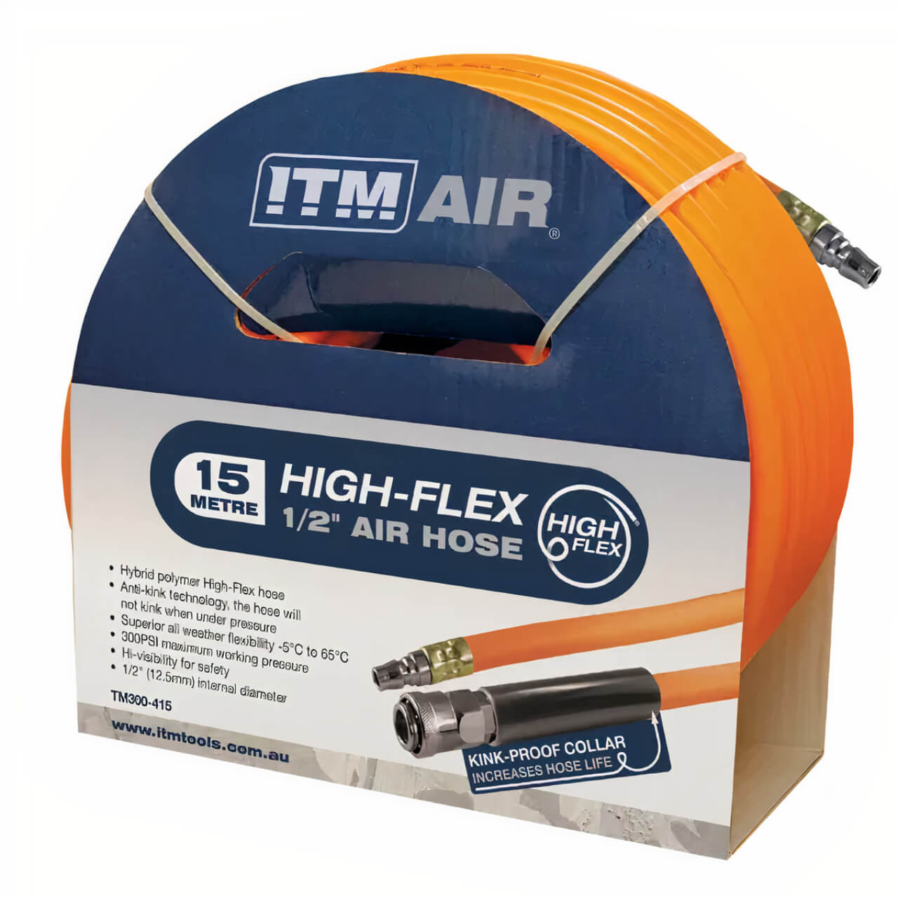ITM Air Hose 12.5mm X 15m Hybrid Polymer Air Hose With Nitto Style Fittings