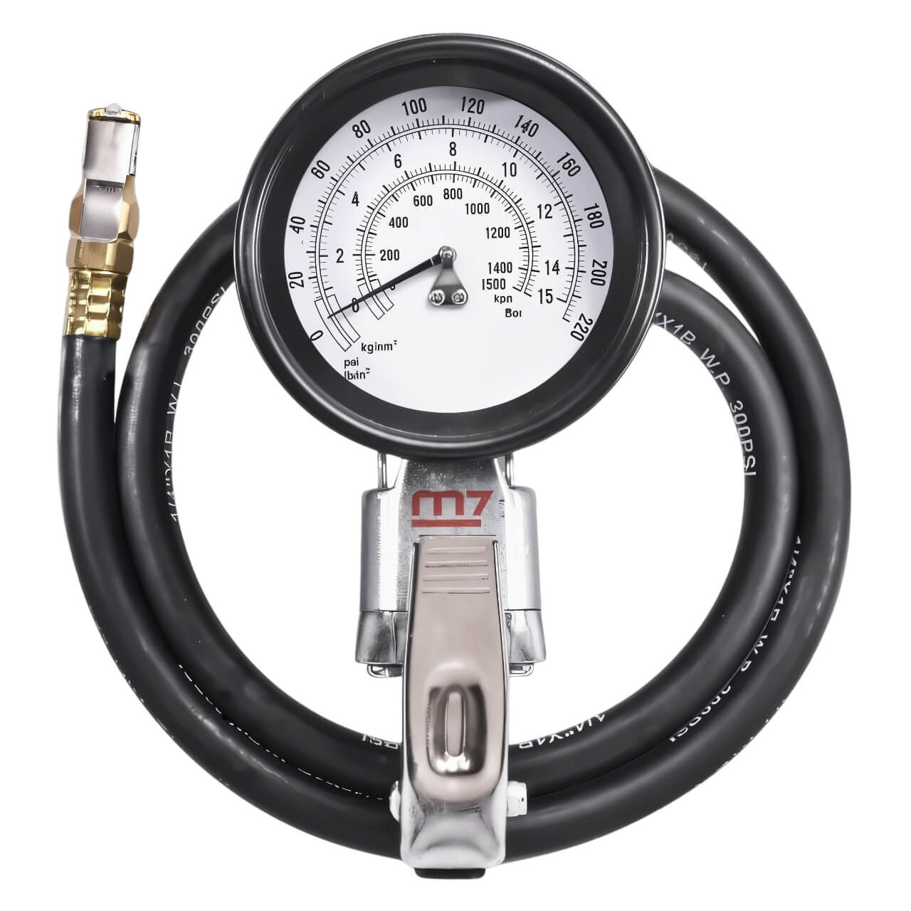 M7 Truck Tyre Inflator 100mm Round Gauge Max 220 Psi 100 Cm Hose