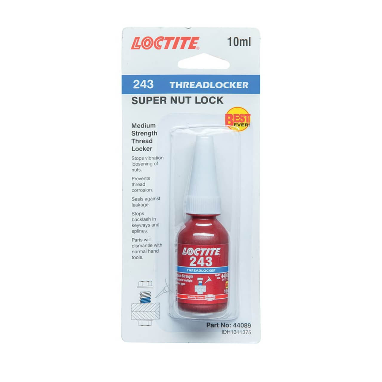 Loctite 243 Threadlocker Medium Strength Blue 10ml