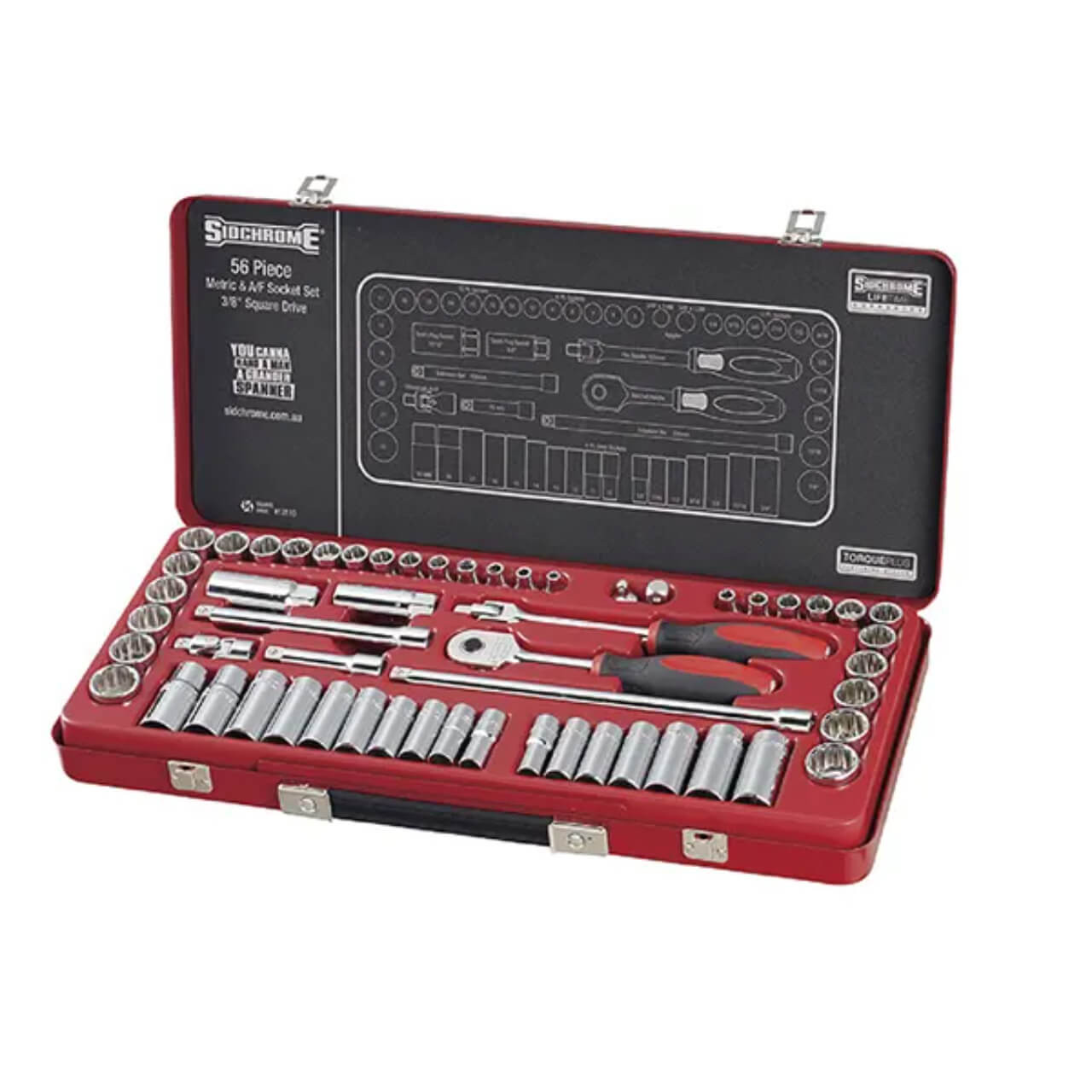 Sidchrome 3/8 Dr Socket Set Metric & Imperial 56pce