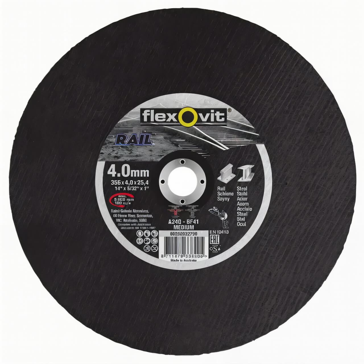 Flexovit A24QBF41/100 356x4x25.4 Rail Cutting Wheel