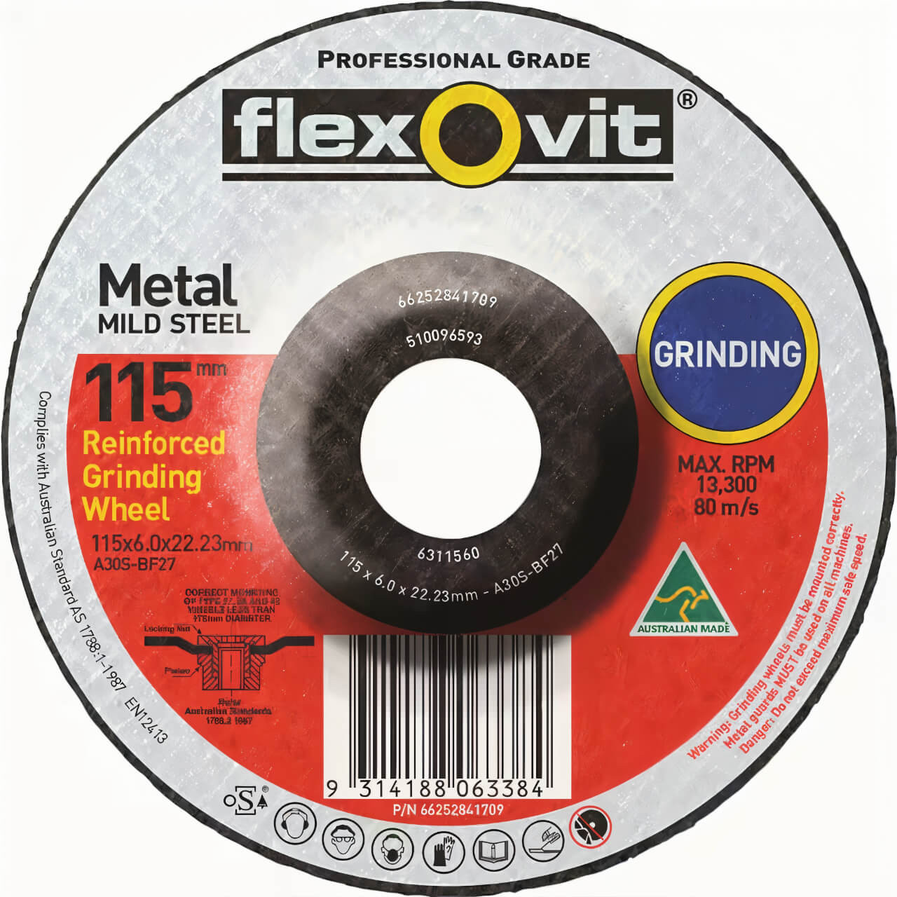 Flexovit A30S 115x6.0x16 GP Metal Grinding Disc