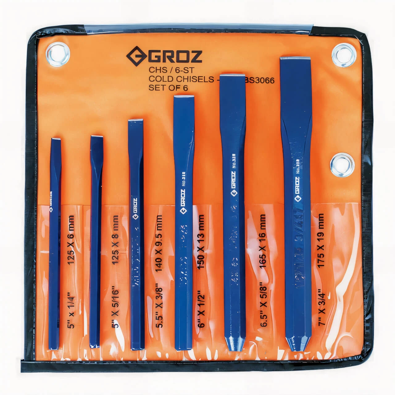 Groz CHS/ST/6/ST Octagonal Cold Chisel Set 6pce