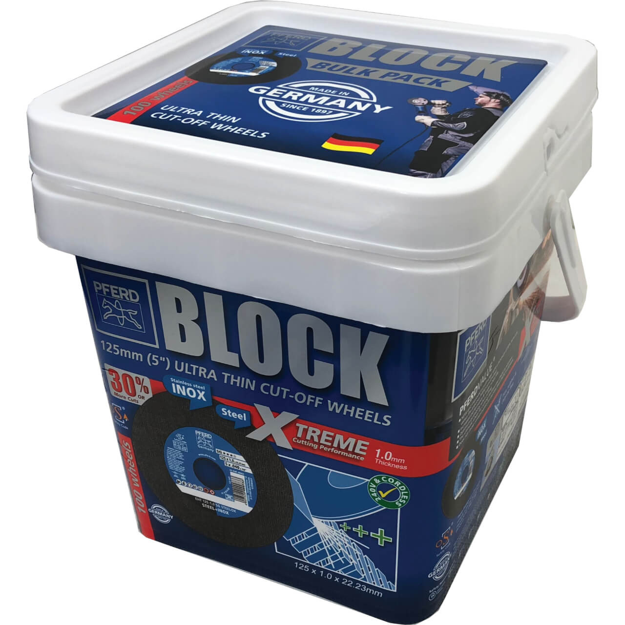 Pferd 1mm Bucket (100x 125x1x22 U/Thin Cutting Discs)