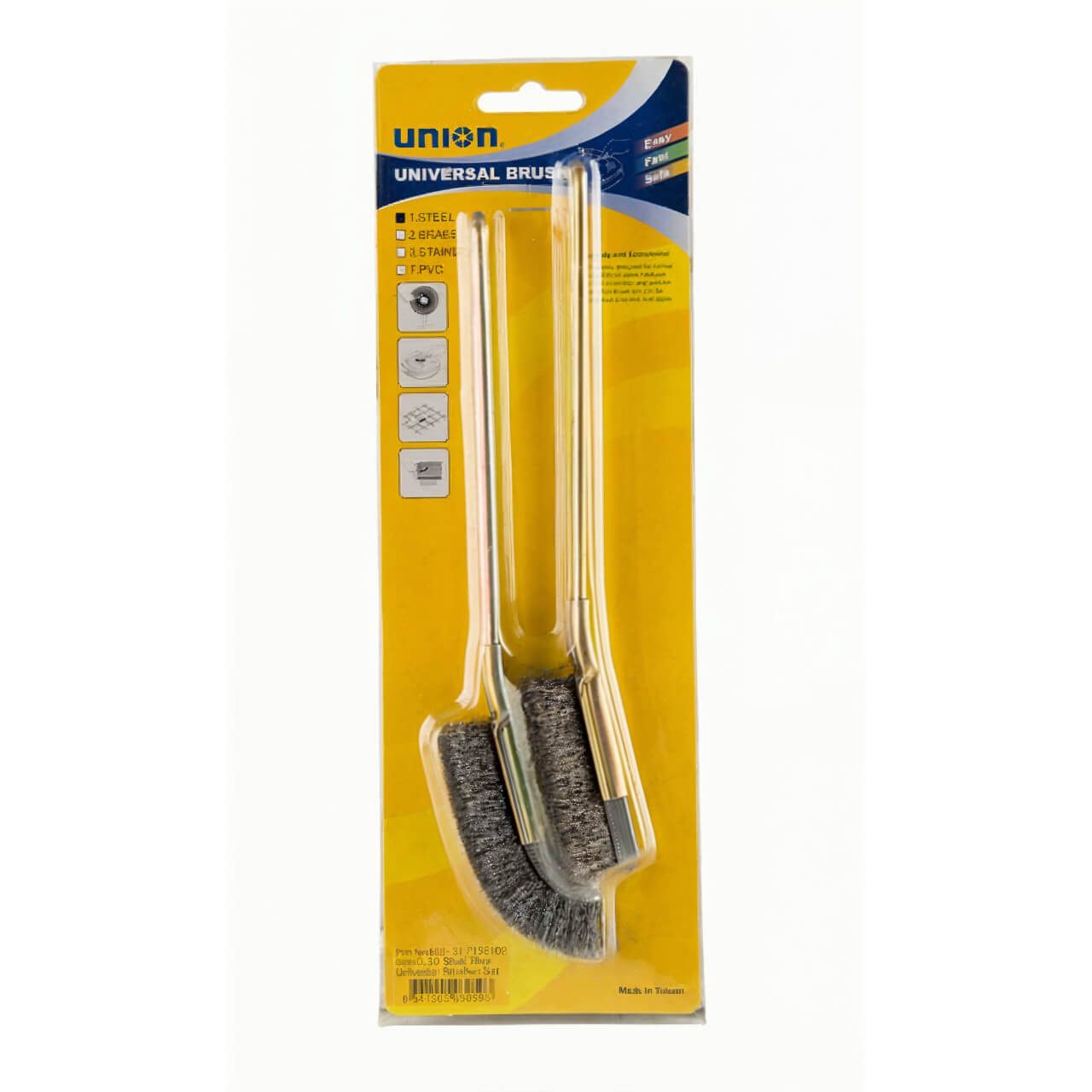 Union Hand Brush Set 2 Piece 0.2mm Carbon Steel Wire - Straight and Curved Brushes